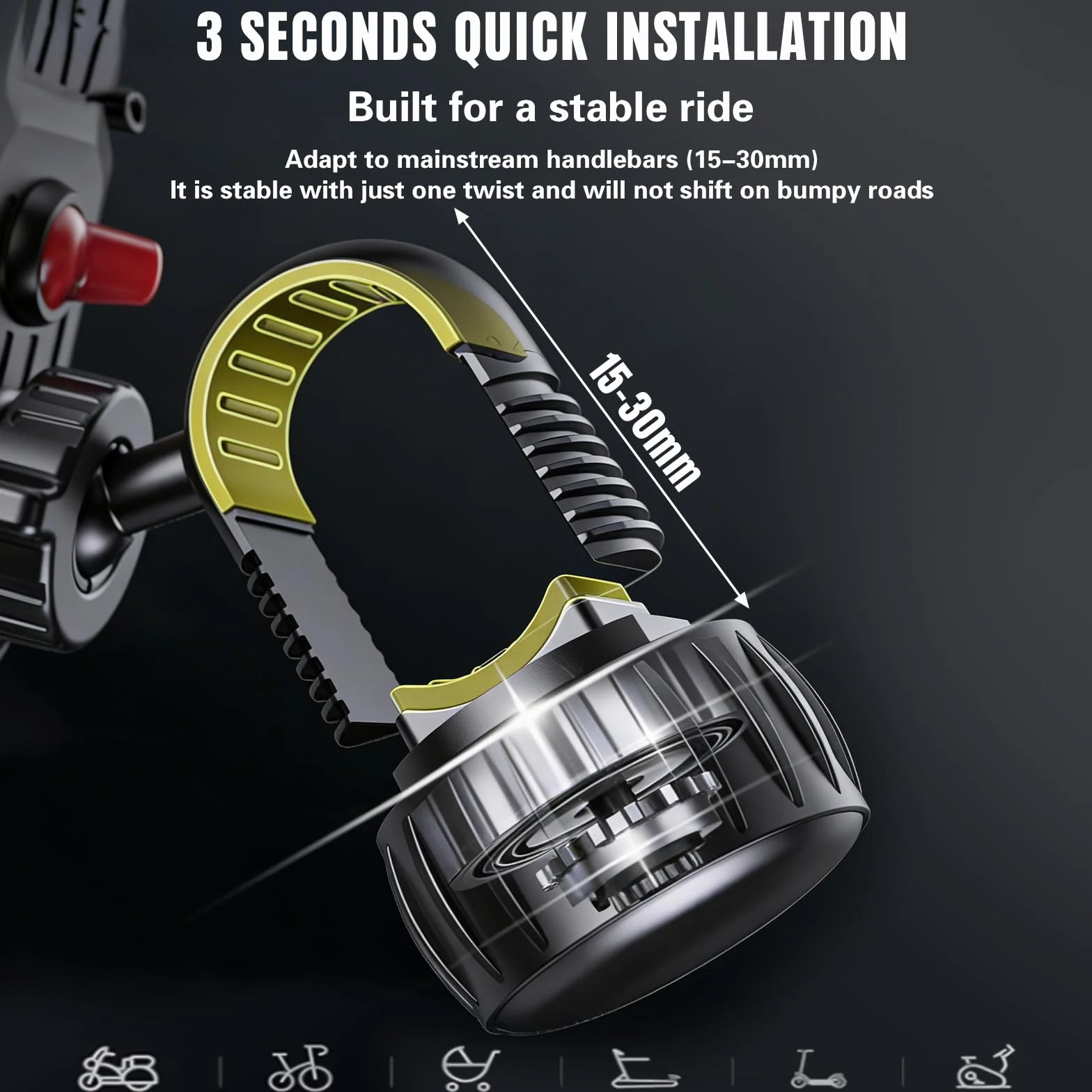Soporte Móvil Bicicleta, Soporte Movil Moto con Protección de Silicona, 360° Rotación, Universal Soporte Manillar,Soporte Móvil Bicicleta Compatible con iPhone, Samsung 4,7-7" Smartphone