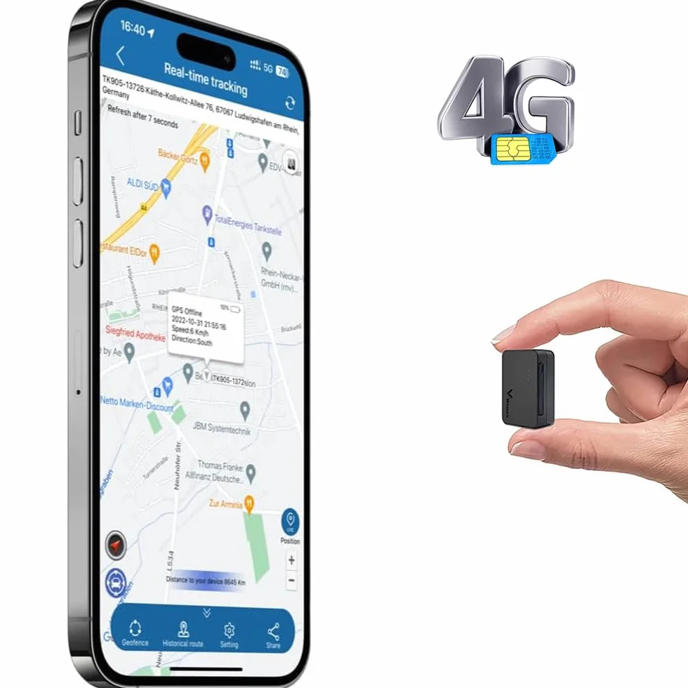 Mini Localizador GPS 4G Coche con Tarjeta SIM 1500mAh 60 Días en Espera Magnético Antirrobo TK903