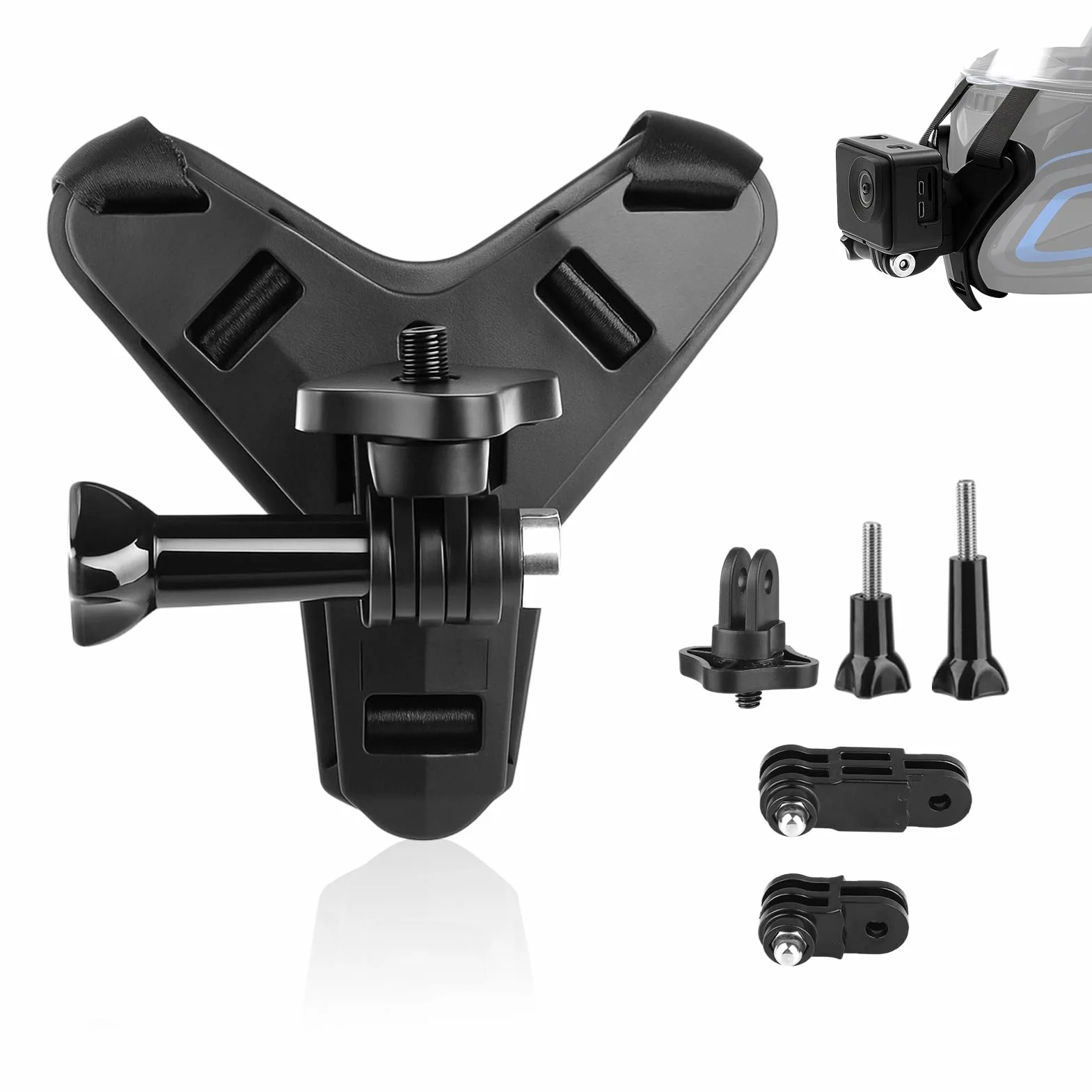 Soporte Casco de Moto Mento para GoPro Hero 13 12 11 10 9 8 7 6 5 para dji OSMO Action 5 Pro 4/3 Ace Pro Ace Pro 2 X4 X3 GO3 Session Soporte de Cámara de Gancho J Silicona Antideslizante