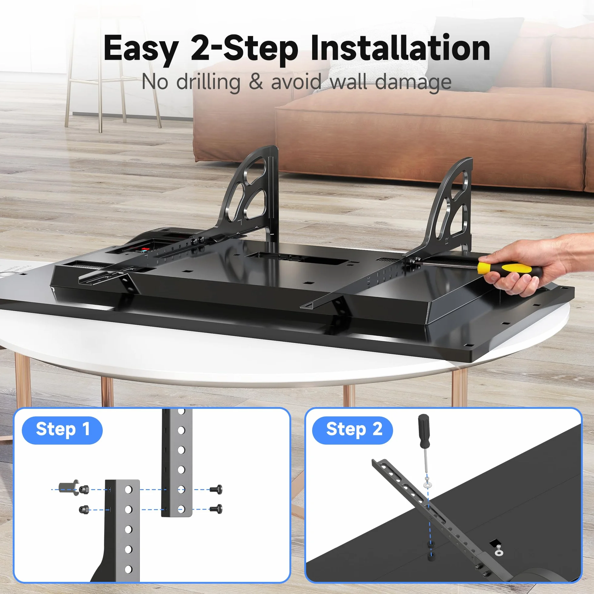 XINLEI Soporte Universal para TV de 22 a 85 Pulgadas, Base metálica antivibración, Patas de Repuesto robustas y Ajustables, VESA máx. 1000 x 500 mm, Capacidad de Carga 55 kg ML1760E