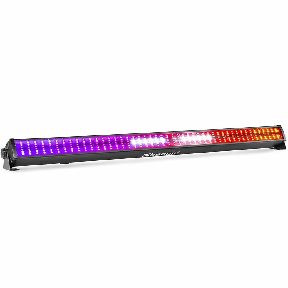 BeamZ LCB288 - Barra LED RGB+Blanco con 288 LEDs SMD, efectos wash y estrobo, control DMX, maestro/esclavo, secciones 3x16, iluminación profesional para DJ, fiestas, escenarios y discotecas