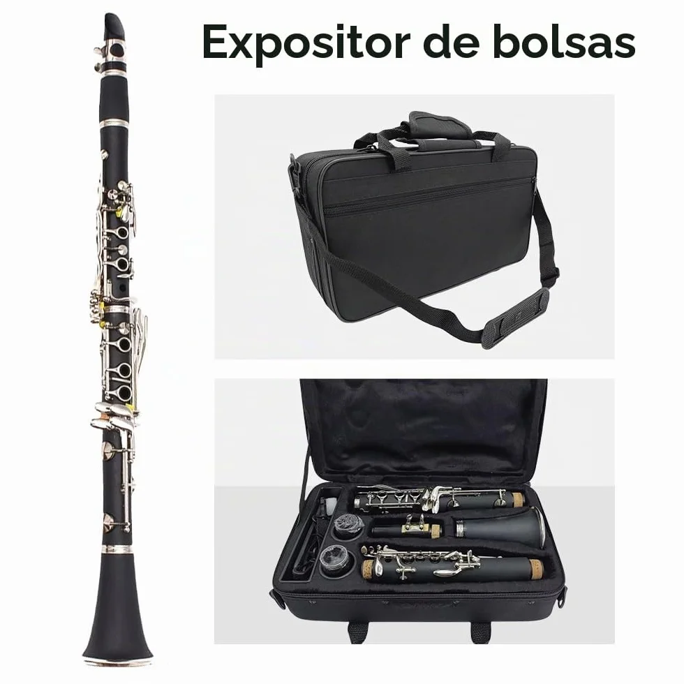 Yinfente Clarinete para clarinete para estudiantes principiantes, clarinete con estuche para clarinete, kit de limpieza de clarinete, boca de clarinete, grasa de corcho para clarinete, clarinete de