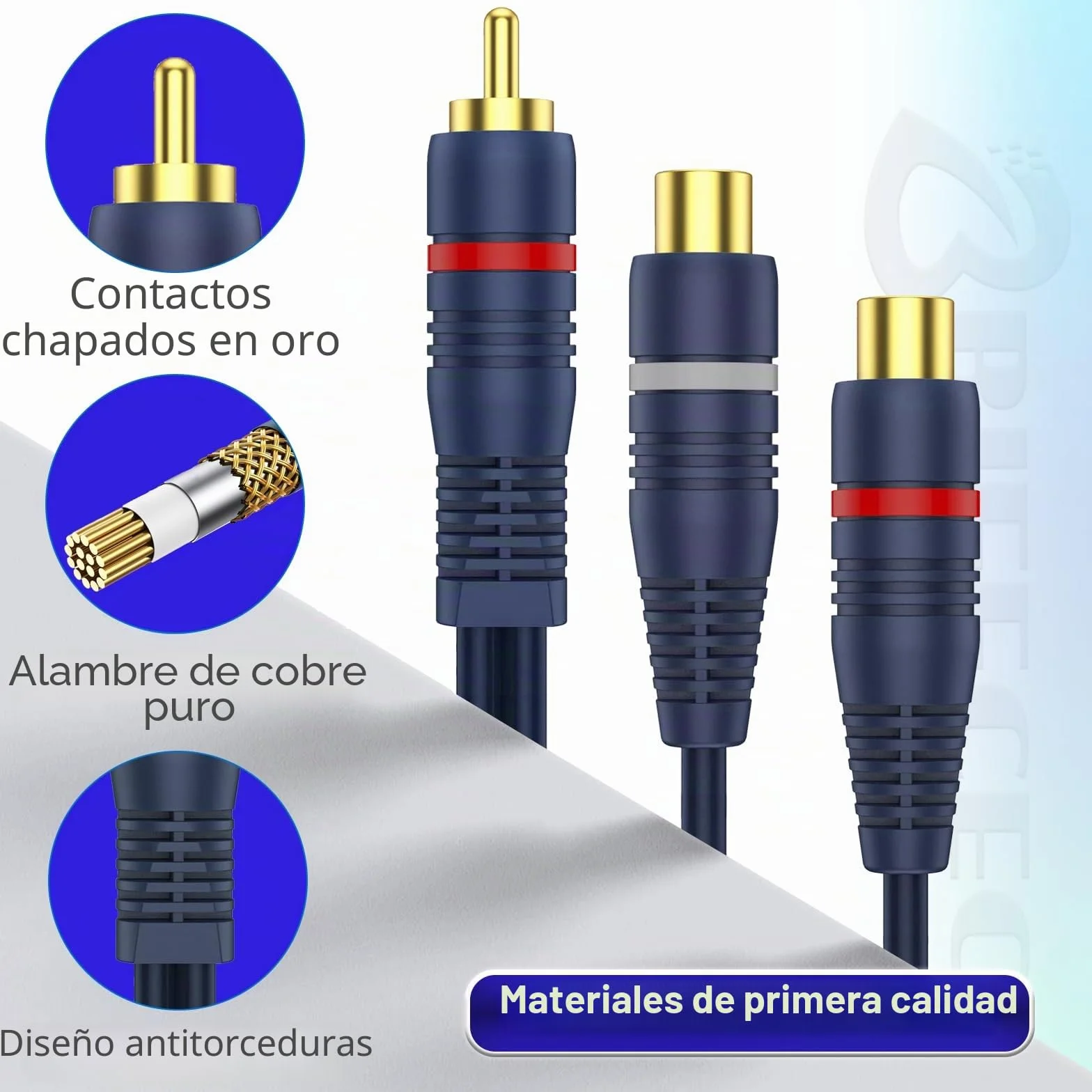 Adaptador Y para cable splitter Cinch de 15 cm, para subwoofer compatible con Phono, AV, audio coaxial y cables RCA (1 conector macho a 2 jacks hembra, 2 unidades, color azul)