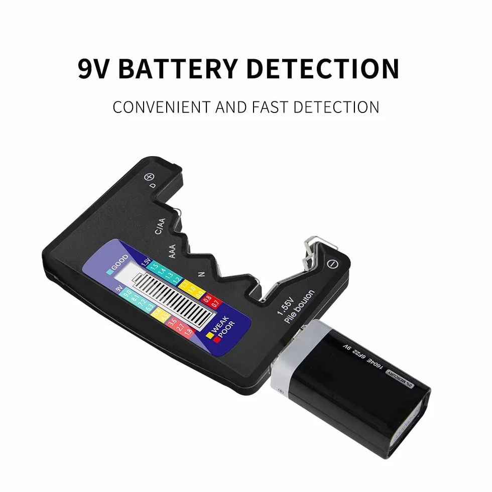 DollaTek 1.5V 9V Batería Digital AA AAA LR44 Probador Universal Capacidad De Batería De Litio Comprobador De Fuente De Alimentación Herramientas De Medición - Negro