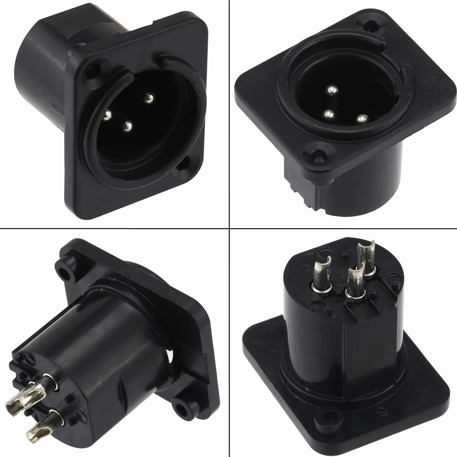 Greluma 8 Piezas Montaje panel enchufe/enchufe XLR, 3 pines conector XLR macho/hembra para micrófono, contactos cobre niquelado