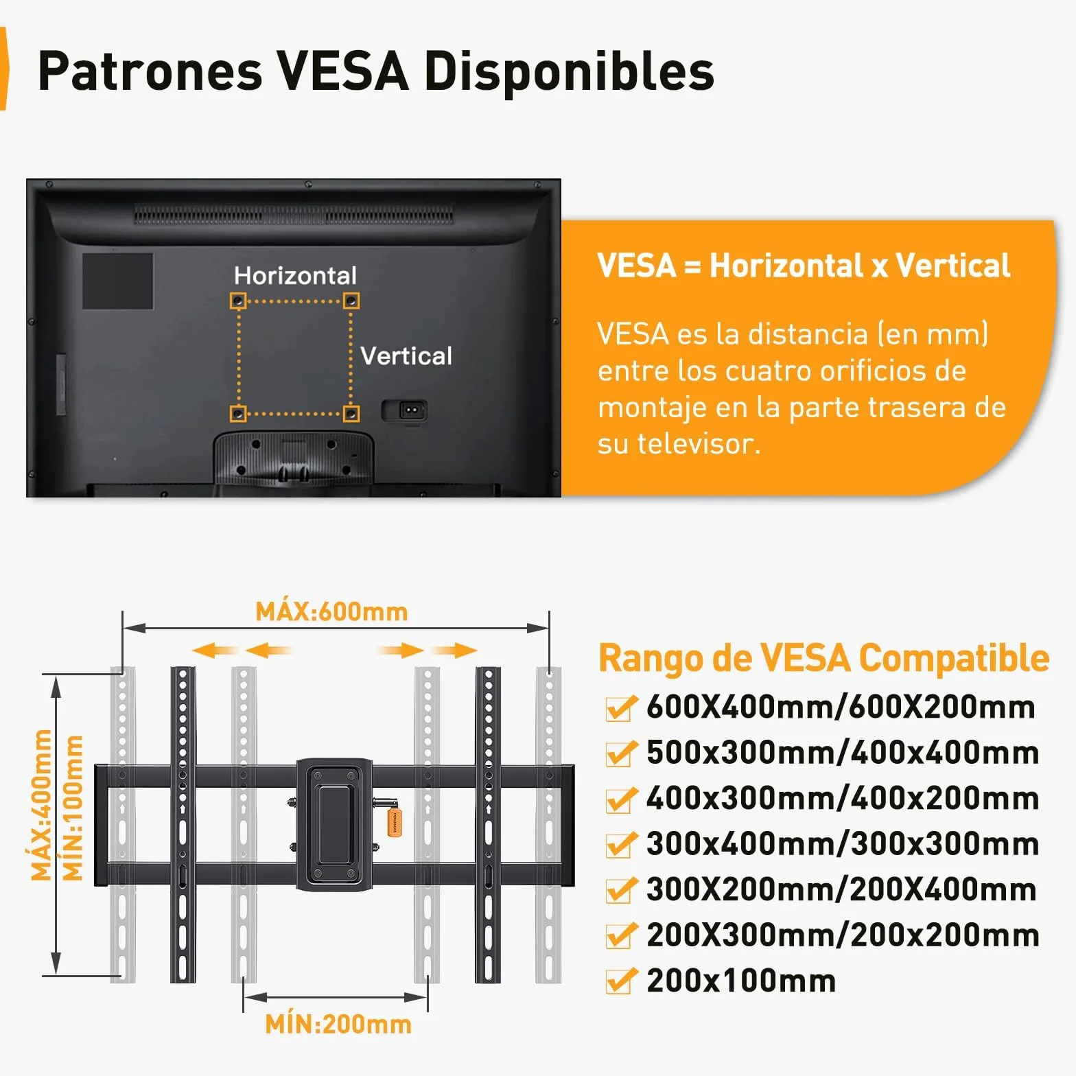 Perlegear Soporte de TV Pared Articulado Inclinable y Giratorio 37-82 Pulgadas 60 kg MAX VESA 600x400mm