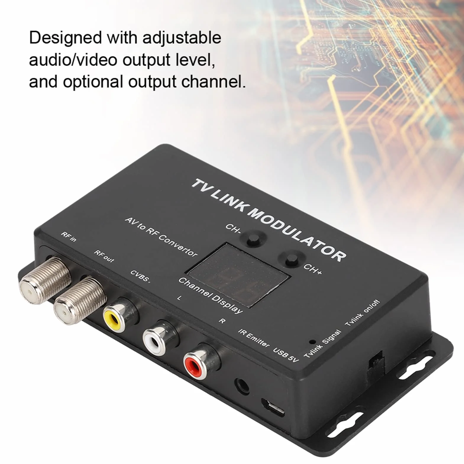 Moduladores RF modulador TV TM70 UHF TV Link Modulador Convertidor AV a RF Extensor IR con Visualización de Canales Fácil Instalación y Configuración IR Moduladores de RF