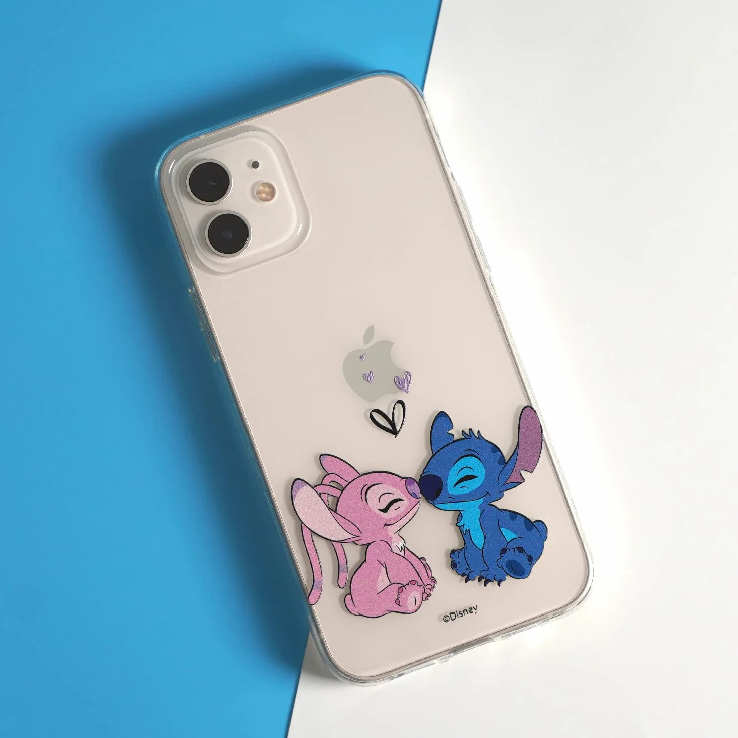 Funda para iPhone 13 Mini Oficial de Lilo & Stitch - Angel & Stitch Beso para Proteger tu móvil. Carcasa de Silicona Flexible con Licencia Oficial de Disney