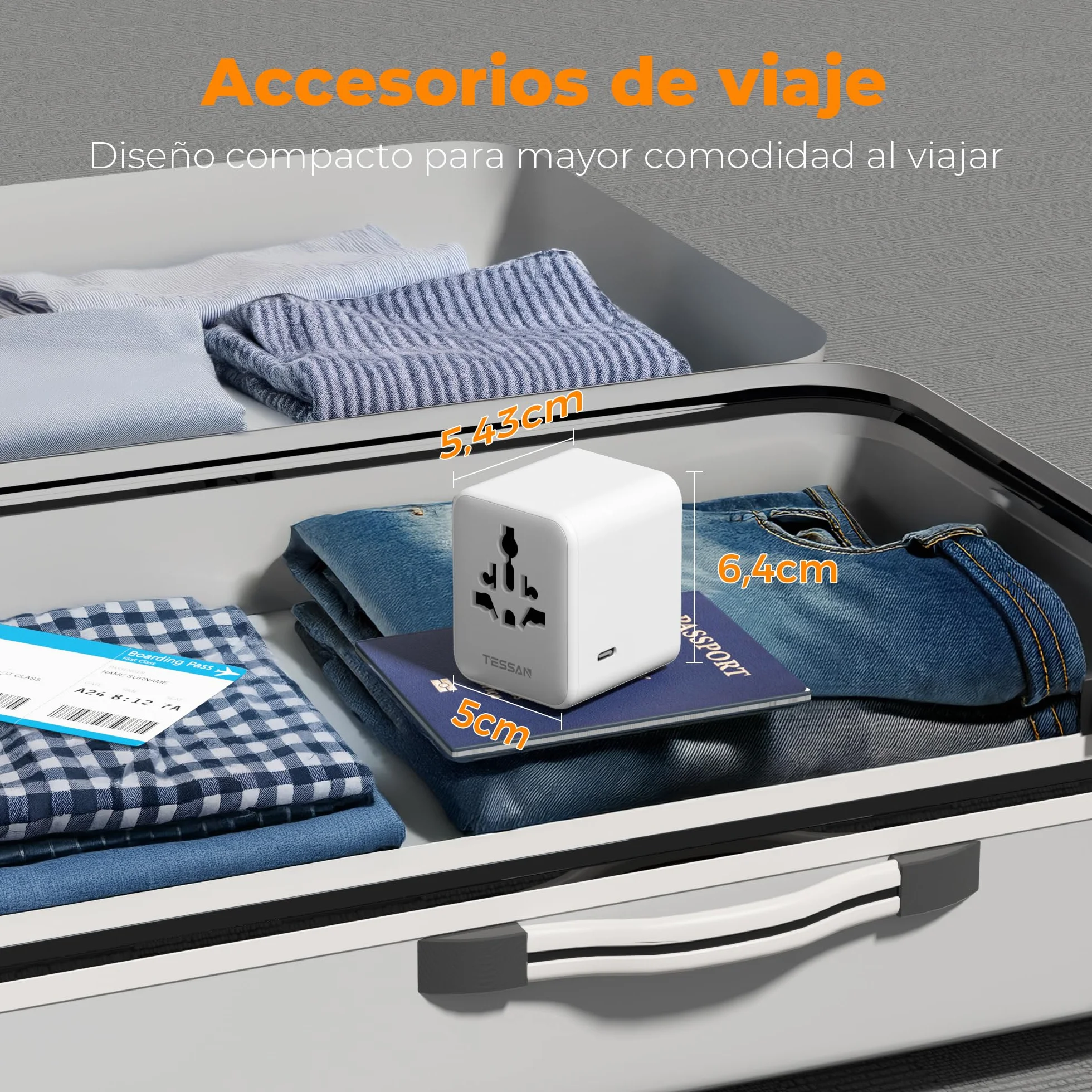 TESSAN Adaptador Enchufe Universal Viaje con 2 USB y 3 USB C para USA UK Irlanda Australia 224 Países
