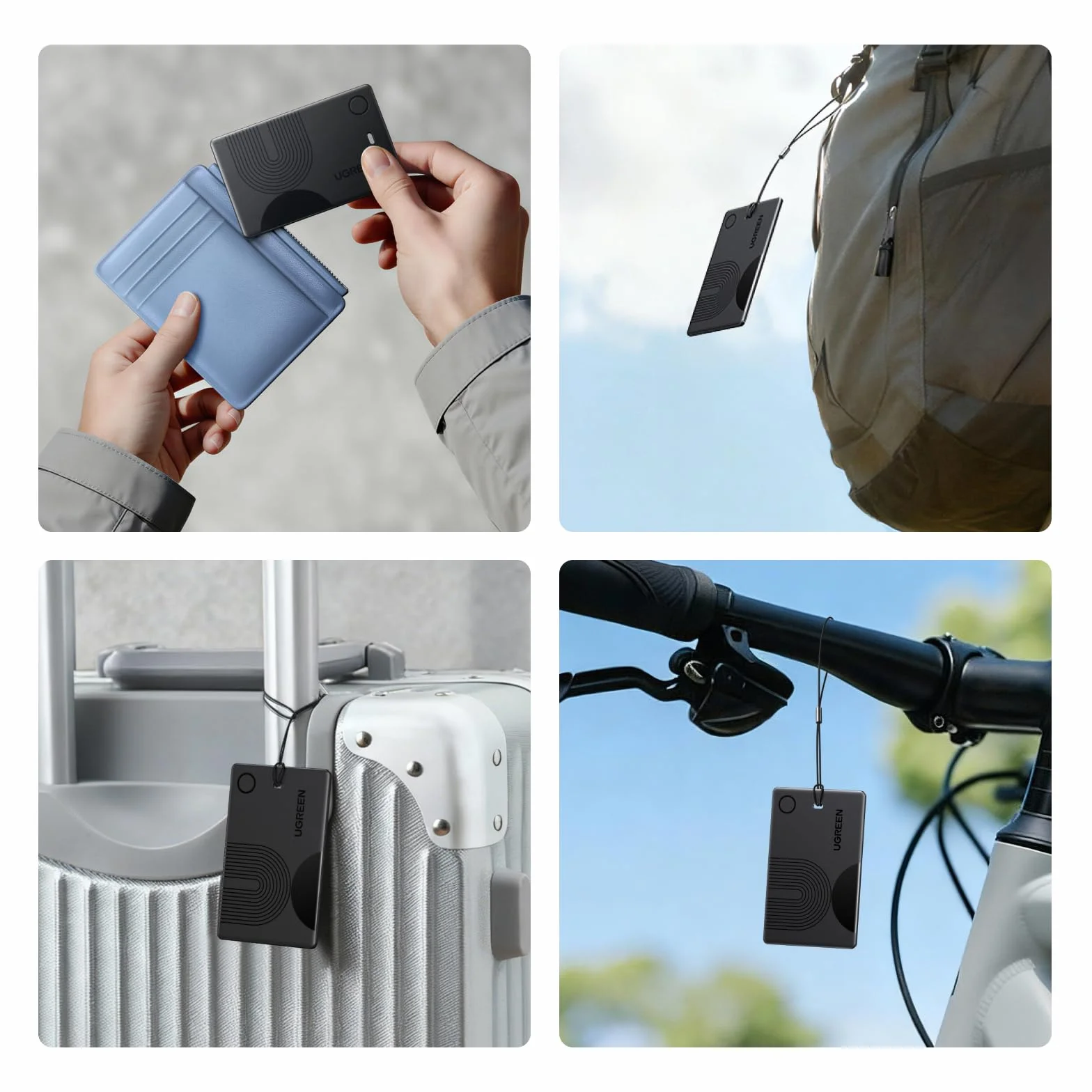 UGREEN FineTrack Slim Finder Tag Carga Inalámbrica Localizador Tracker Bluetooth Compatible con Apple Find My (Solo iOS) Ultra Fino Impermeable IP68 para Cartera Maleta