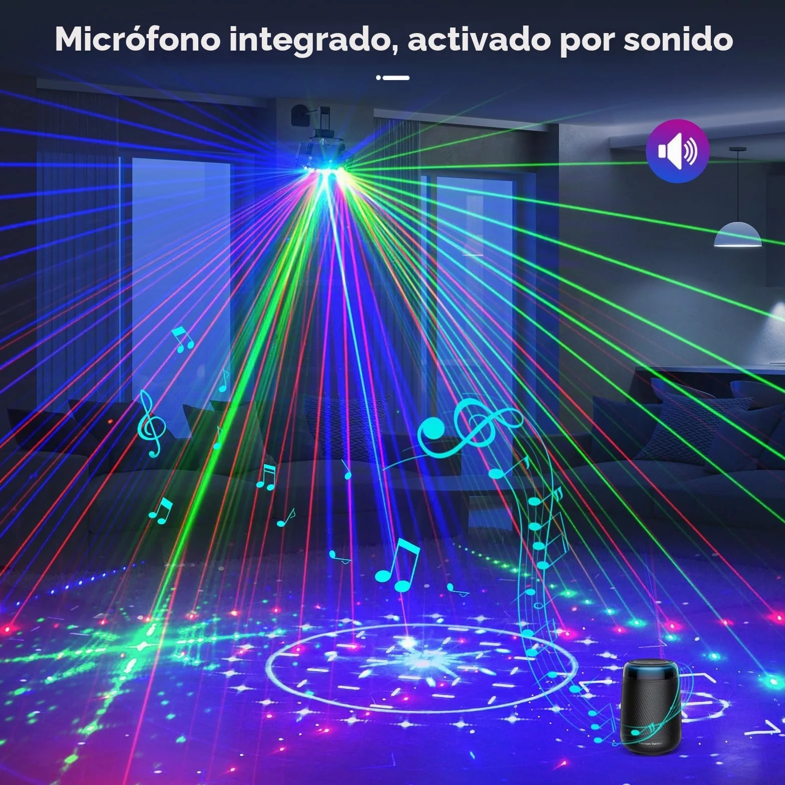 Luz de discoteca, DMX 9 LED RGB Luz de fiesta Proyector Dj con efecto de iluminación estroboscópica con activación de sonido para fiestas en casa karaoke barra de boda de cumpleaños