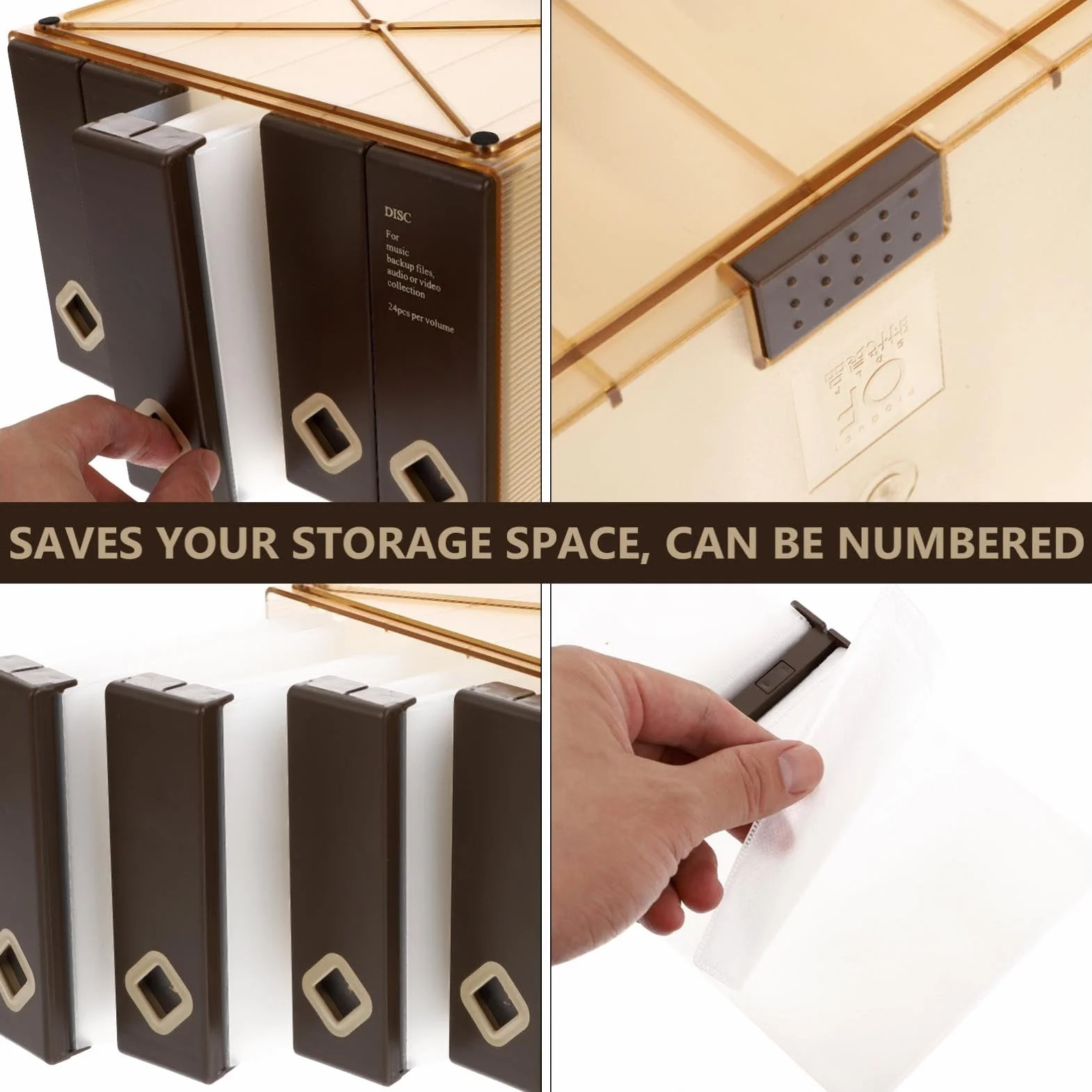 Luxshiny Estuche Adecuado para Almacenamiento en Casa para Guardar CD Capacidad Grande para 120 Discos, Protege Discos y Ahorra Espacio, Material Plástico y Tela No Tejida