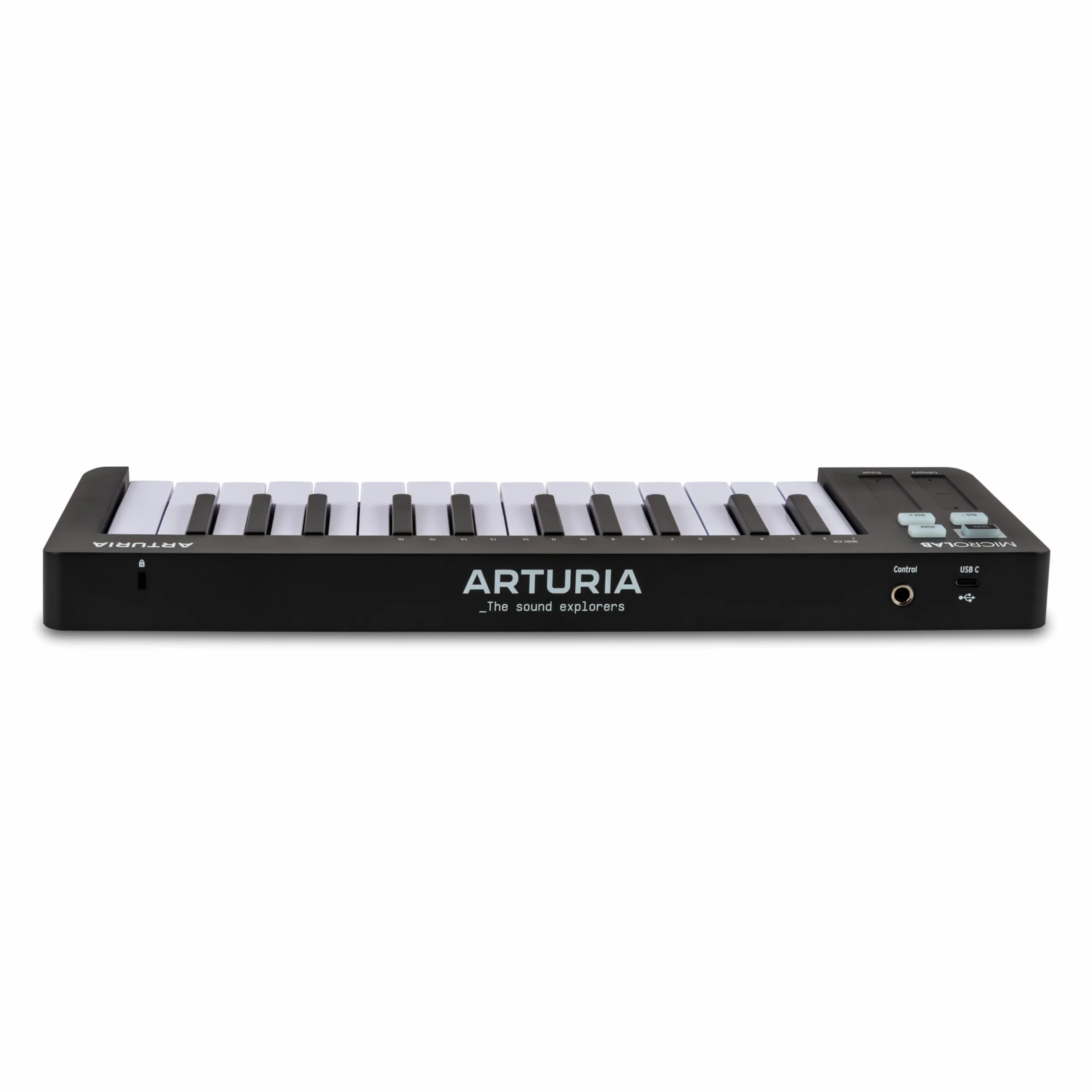 Arturia MicroLab MK3 - Teclado compacto de 25 teclas sensible a la velocidad para controlador MIDI, Bandas táctiles dobles, Modo Acordes, Entrada pedal sustain - Negro
