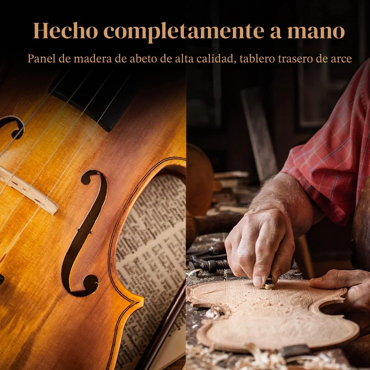 Juego de violín Eastar 4/4 de madera maciza con estuche rígido, hombrera, dos arcos y cuerdas adicionales (EVA-330)