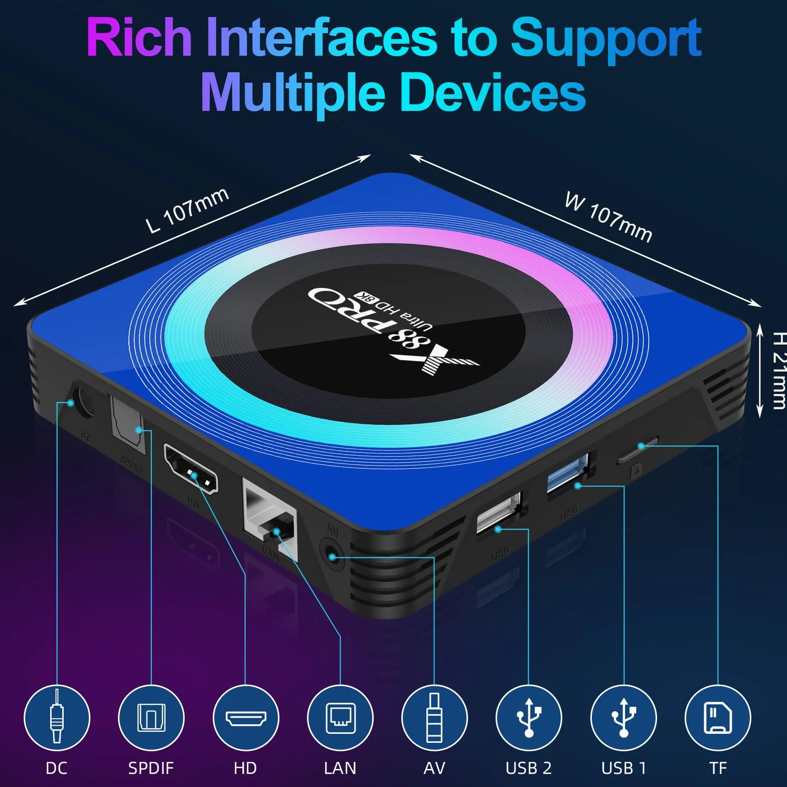 Android 13.0 TV Box 4GB RAM 64GB ROM RK3528 Quad-Core Cortex-A53 WiFi6 BT5.0 8K HDMI 2.0
