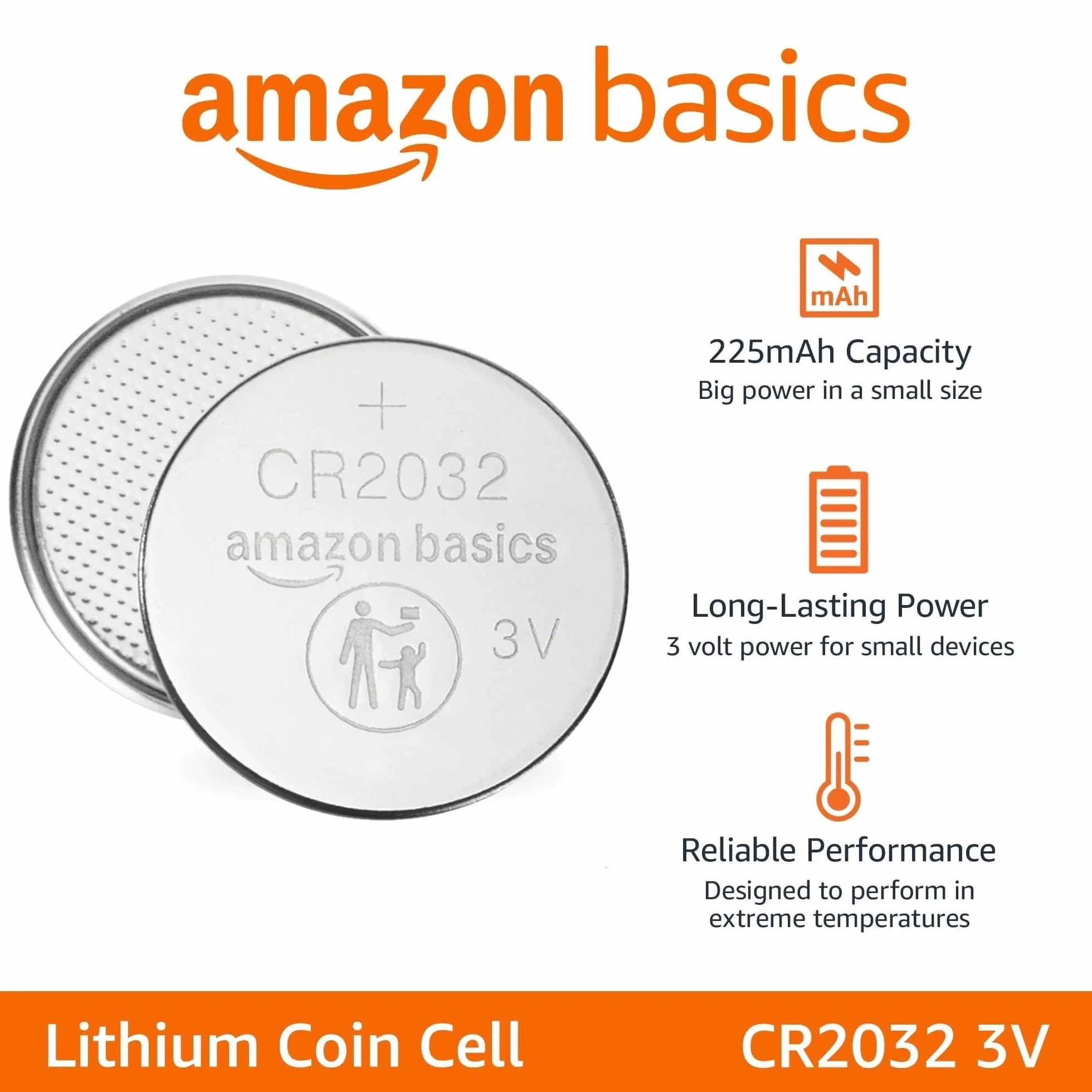 Amazon Basics CR2032 3V Batería de Litio Botón 10 Paquete