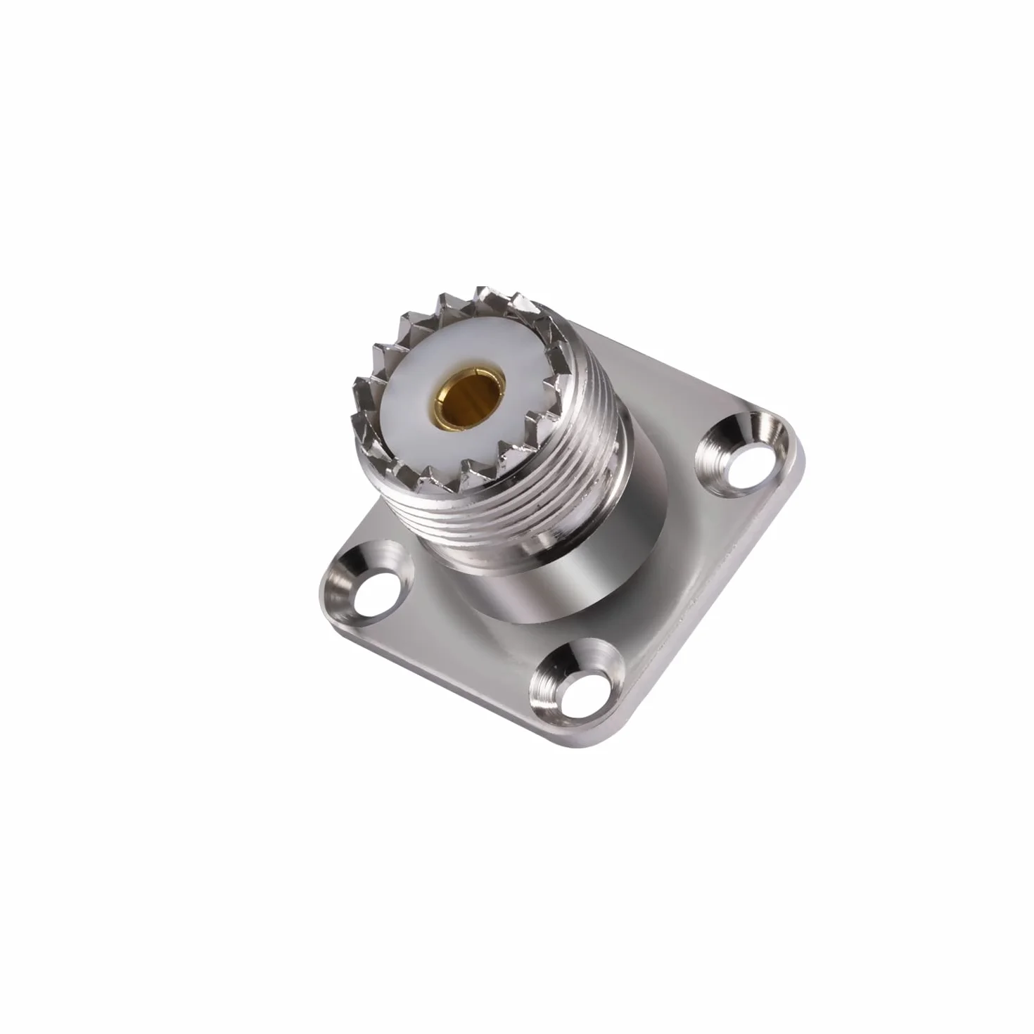 Vecys 3PCS SO239 Conectores Mamparo UHF Hembra SO-239 Conector Montaje en Chasis UHF Hembra de 4 Orificios Panel Montaje en Chasis Brida Copa de Soldadura Conector Recto