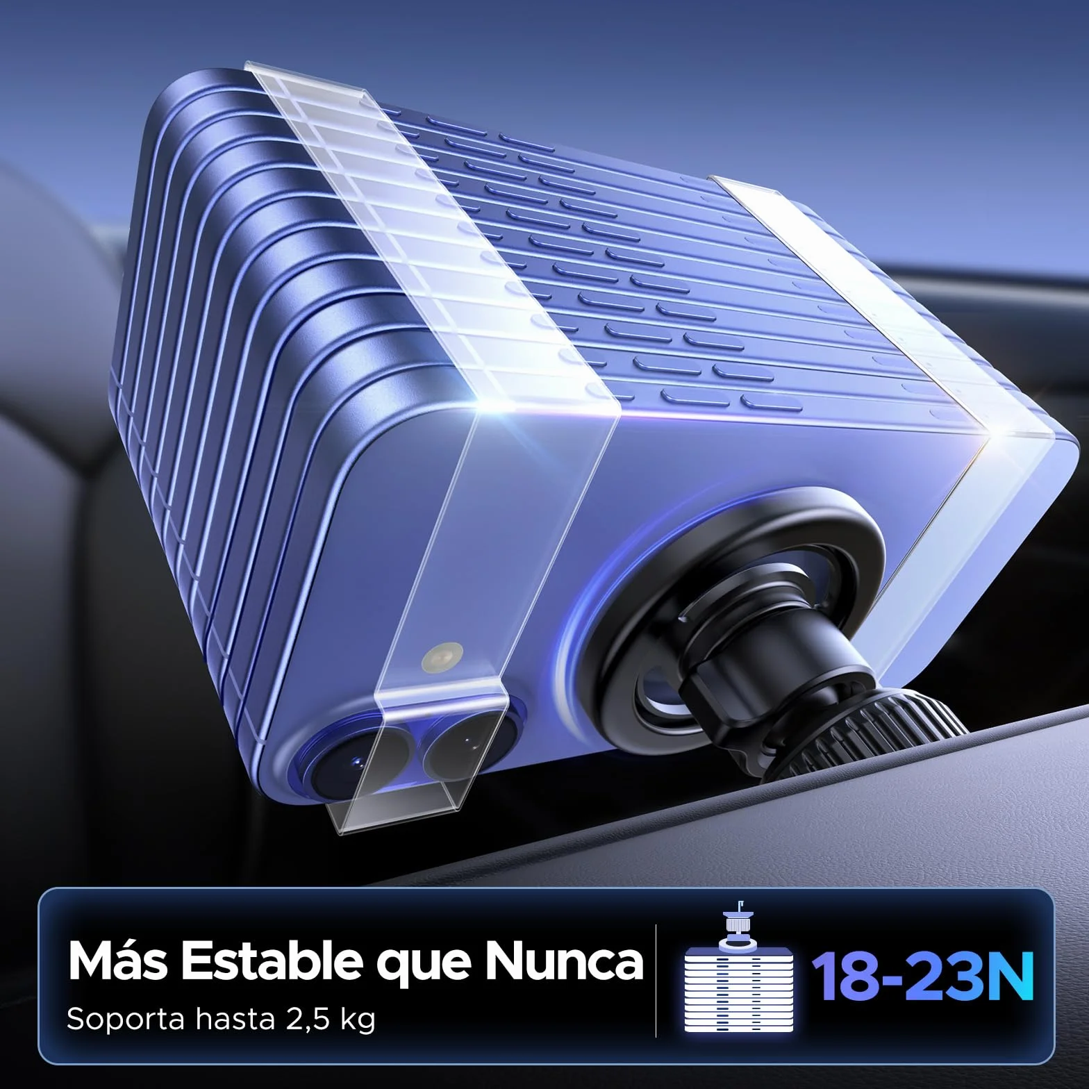 UGREEN Soporte Móvil Coche MagSafe 360° Rotación Compatible iPhone 17 Pro Max Air 16 15 14 Galaxy S25 S24 Negro