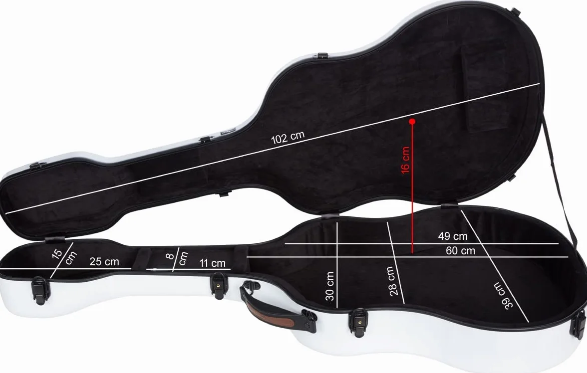 M-Case Modelada Estuche de Guitarra clásica 39” - 4/4 Fiberglass Ultra Light Blanco