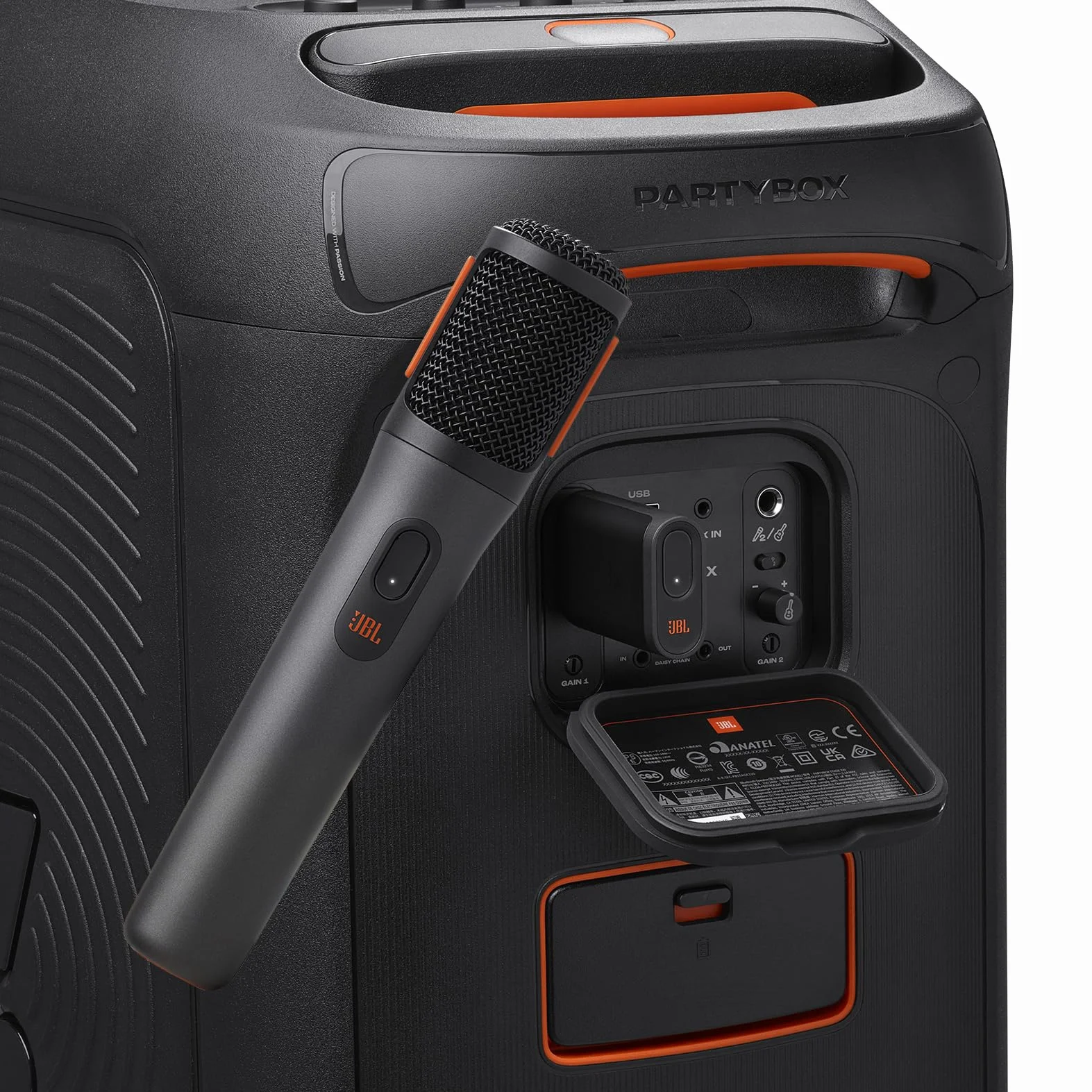 JBL PartyBox - Micrófono inalámbrico digital - 2 micrófonos, batería recargable (20 horas - 700 mAh), voz clara, sonido nítido, conexión estable de 2.4 GHz