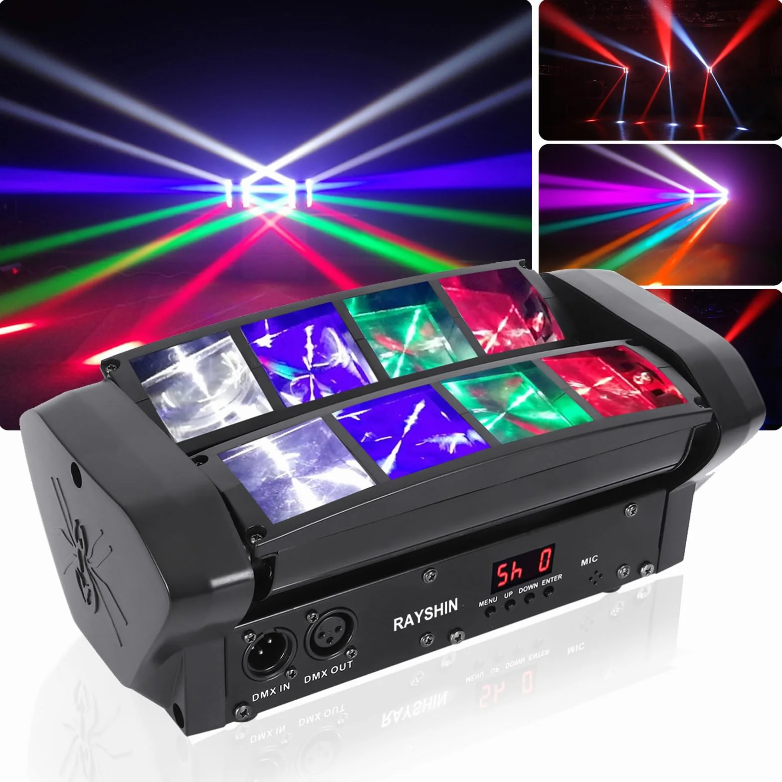 Luz LED de escenario Spider Moving Head RGBW, luz de fiesta, control musical/controlador Dj 512 Dmx luz para bar, club, fiesta, discoteca, balón de escenario LED, espectáculo.