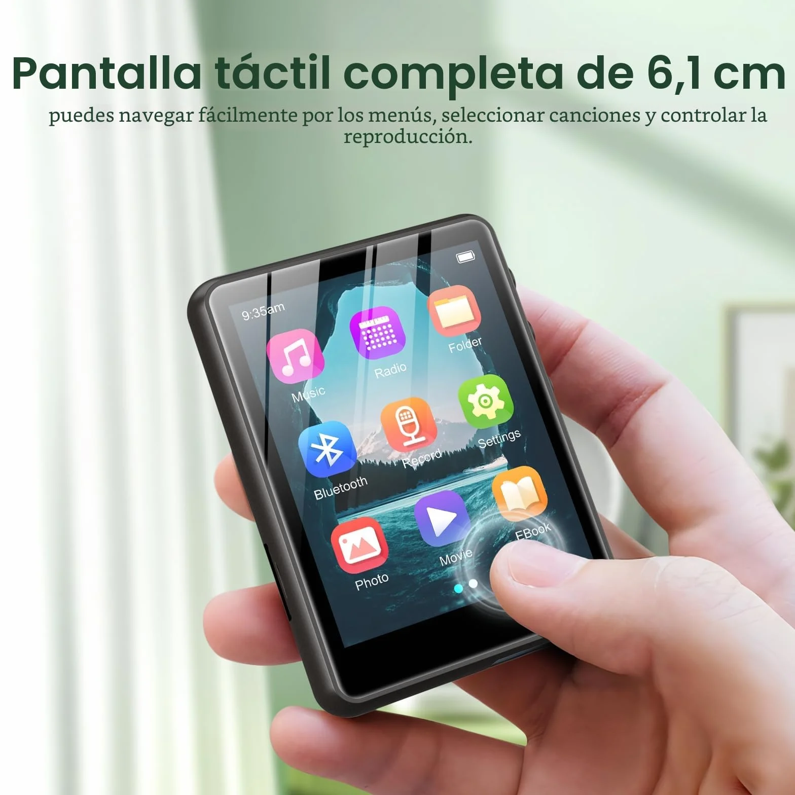 ZAQE Reproductor MP3 Bluetooth 5.3 128GB Pantalla Táctil 2,4" Radio FM Negro