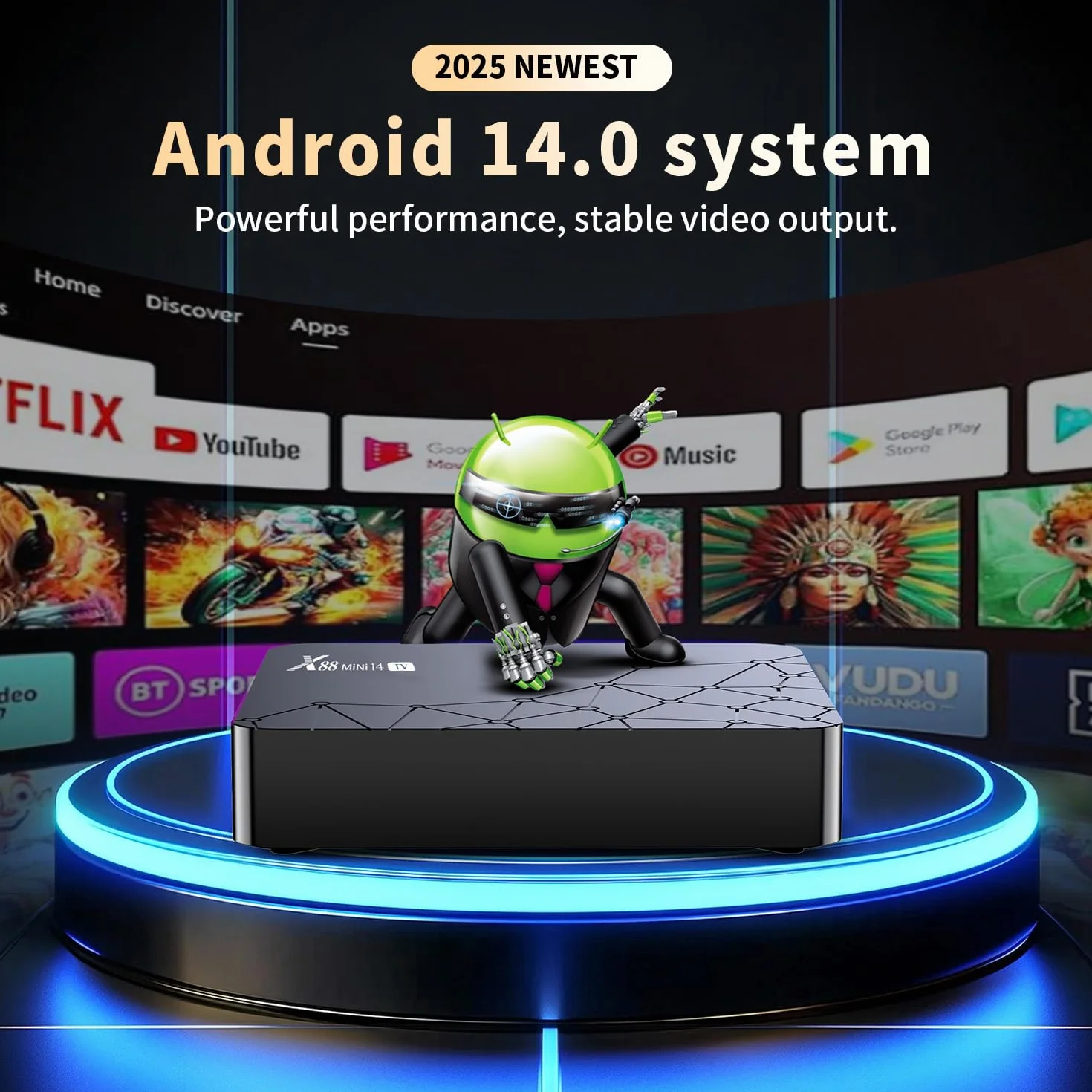 Android TV Box 4K HDR10 RK3518 Quad-Core 14,2GB RAM 16GB ROM WiFi 6 Bluetooth 5.2 Control por Voz