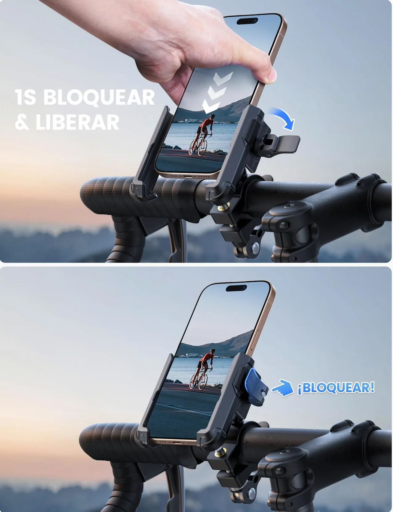 Lamicall Soporte Bicicleta Moto 360° Rotación 4,7-7" Smartphone iPhone Samsung Xiaomi