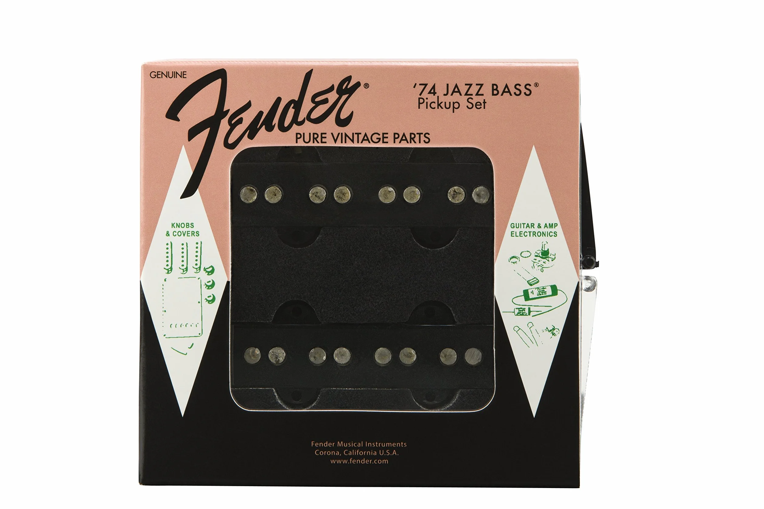 Fender 099-2243-000 Vintage Conjunto de recogida '74 Jazz Bass puro, Negro (2)