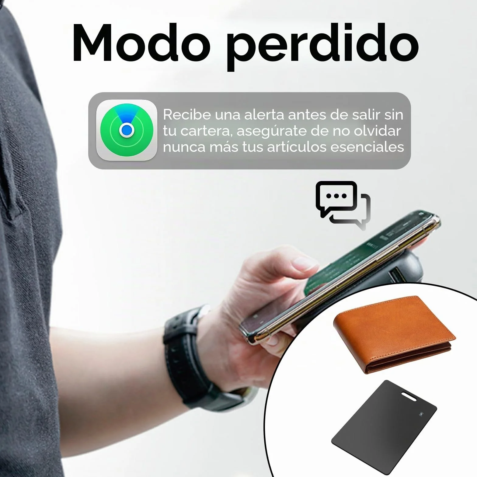 Localizador de billetera para Android, tarjeta del rastreador de billetera delgada de 2 mm, compatible con la aplicación Google Find My Device (solo Android), IP68 impermeable, carga inalámbrica