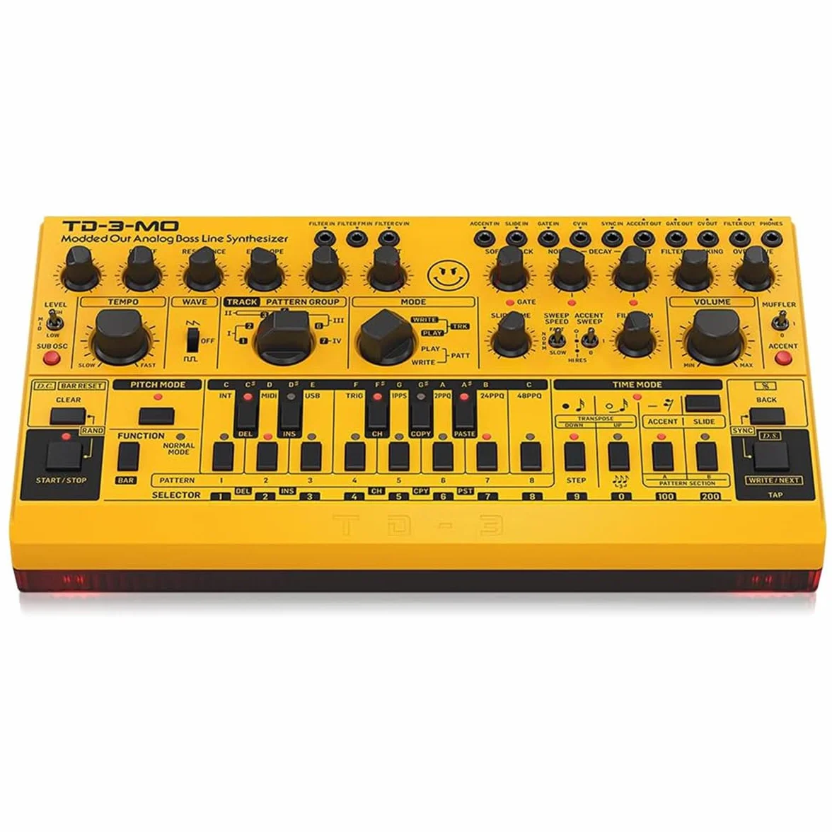 Sintetizador de línea de bajo analógico Behringer TD-3-MO-AM "Modded Out" con VCO, VCF controlable por MIDI y oscilador de subarmónicos