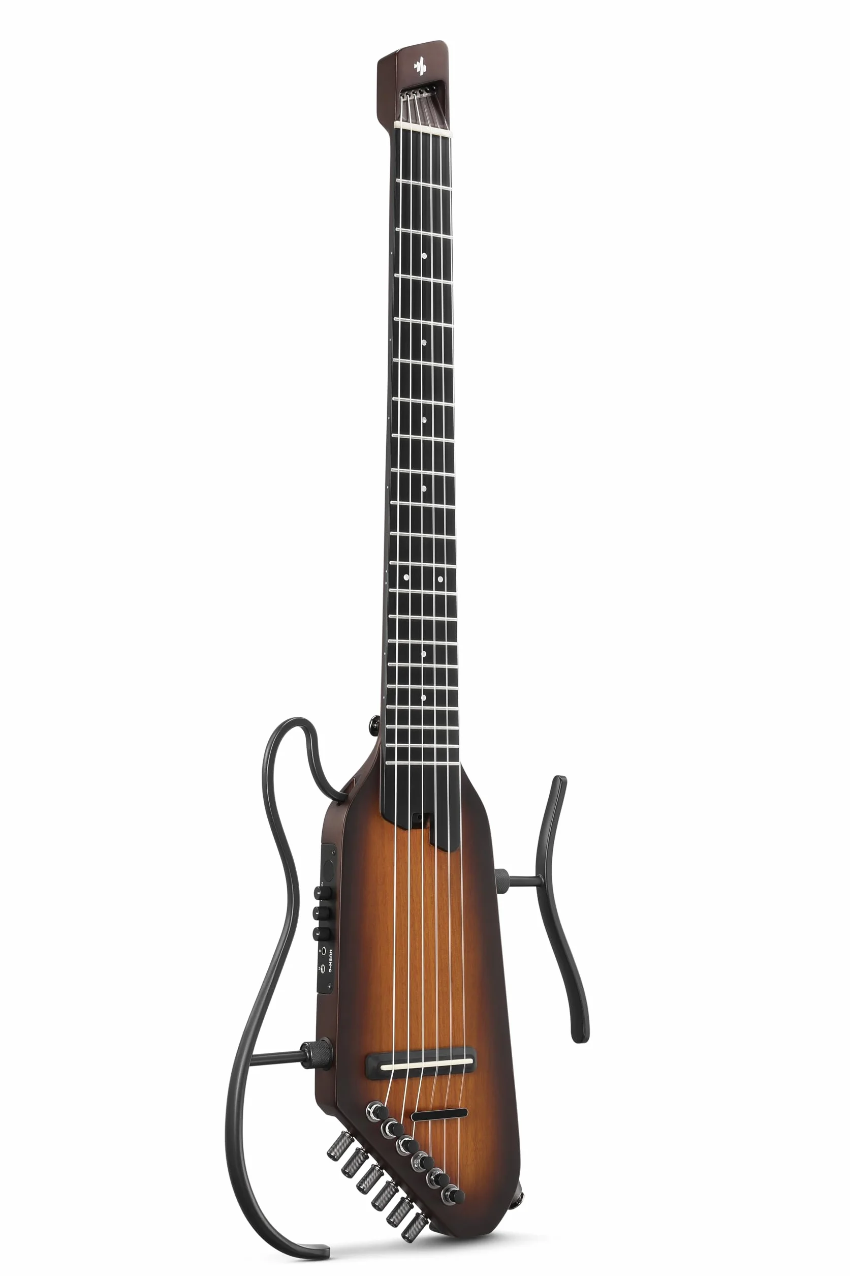 Donner HUSH-C Guitarra de Viaje con Cuerdas de Nylon, Guitarra Electroacústica Portátil, Ultraligera para Práctica Silenciosa con Auriculares, Afinador Integrado y Funda, Sunburst