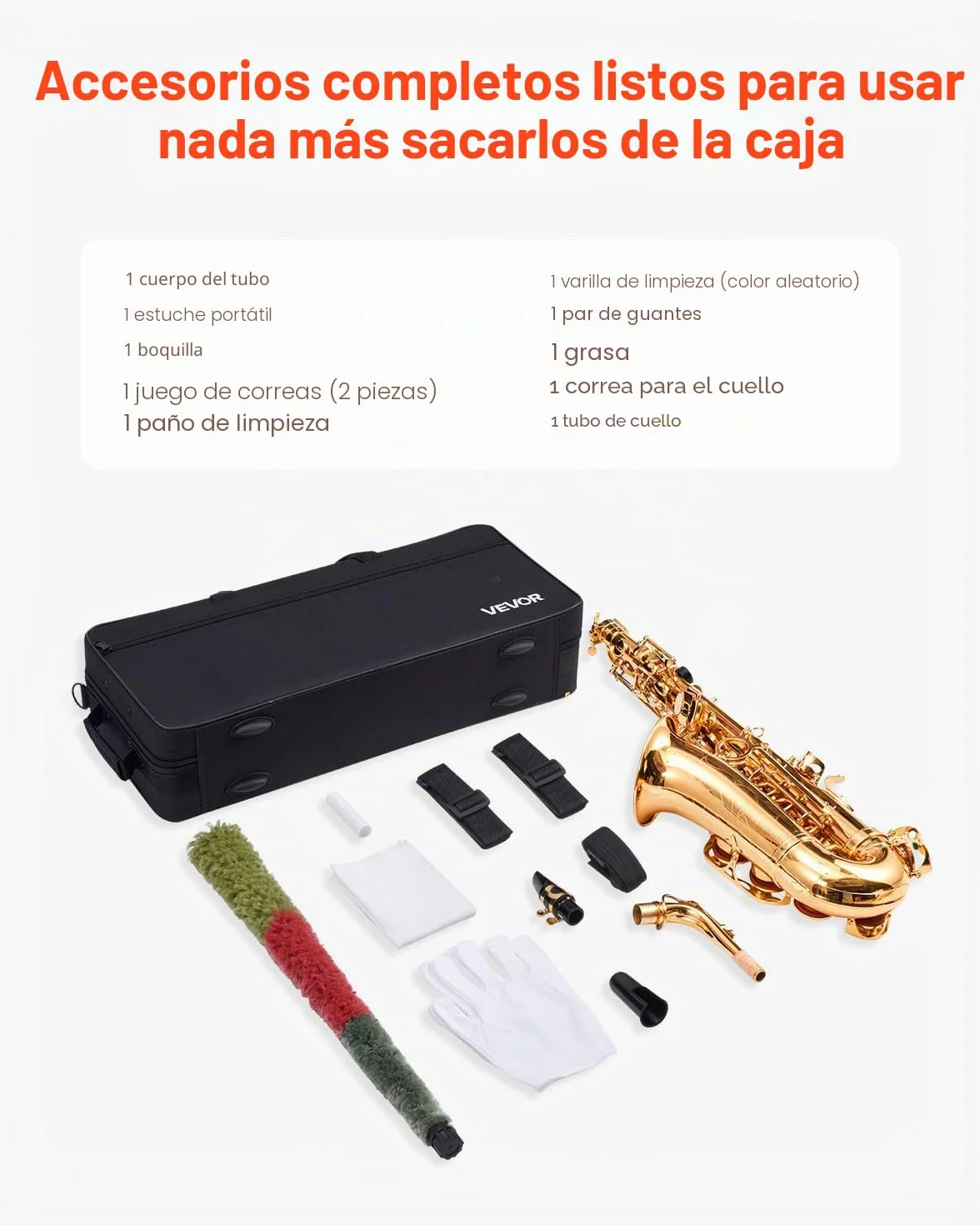 VEVOR Saxofón Alto en Mi Bemol, Juego de Saxofón Bend con Estuche, Boquilla, Correas, Paño de Limpieza, Guantes, Grasa, Correa para el Cuello, 23 Llaves para Músicos de Todos Los Niveles, Dorado