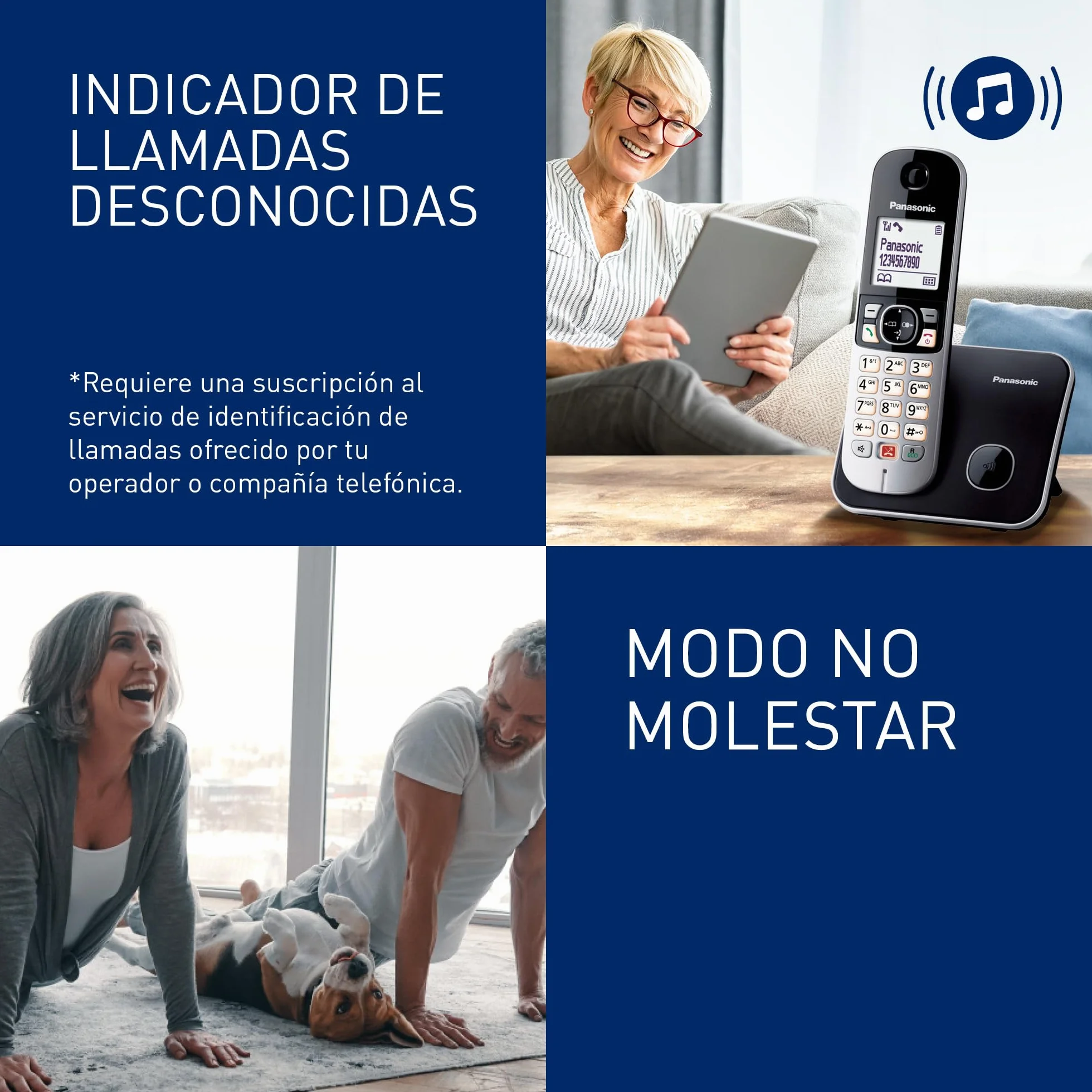 Panasonic KX-TG6852 Teléfono Fijo Inalámbrico Dúo Manos Libres Plateado