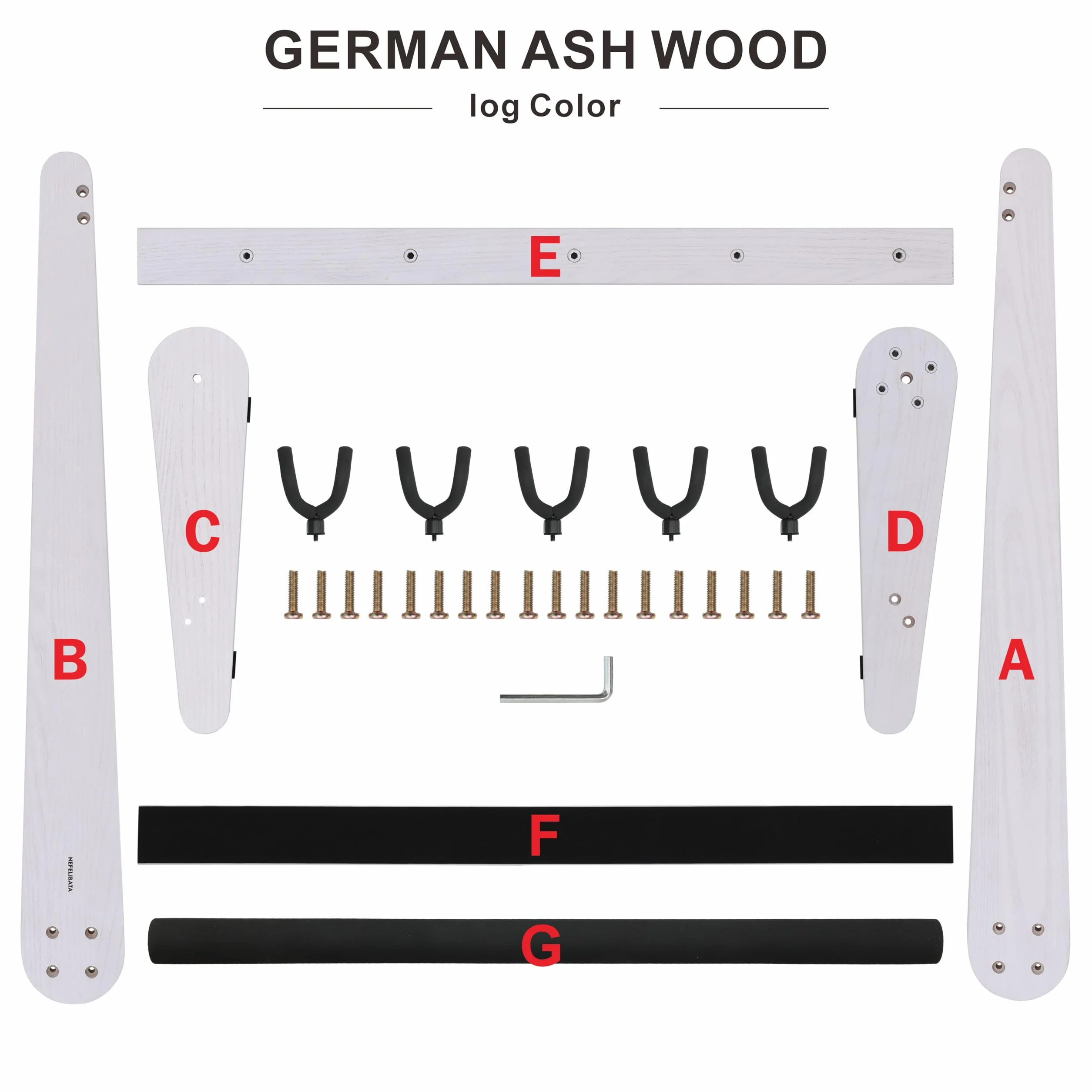 Nefelibata Soporte multiusos para guitarra (5 unidades, madera, para guitarras y maletas, guitarra eléctrica, acústica, bajo, violonchelo, fresno alemán)