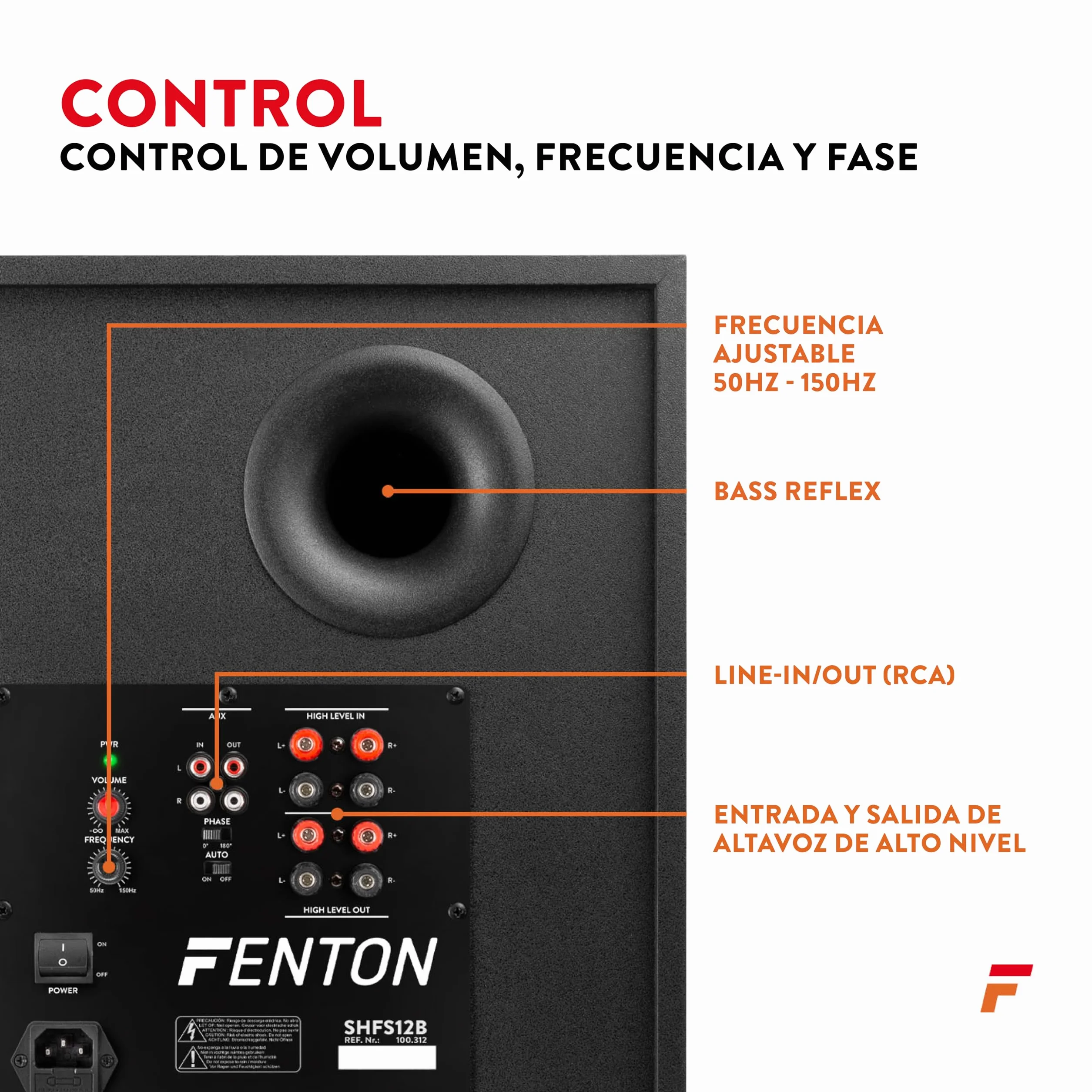 Fenton SHFS12B Subwoofer autoamplificado 12" 400W Bass Reflex Negro