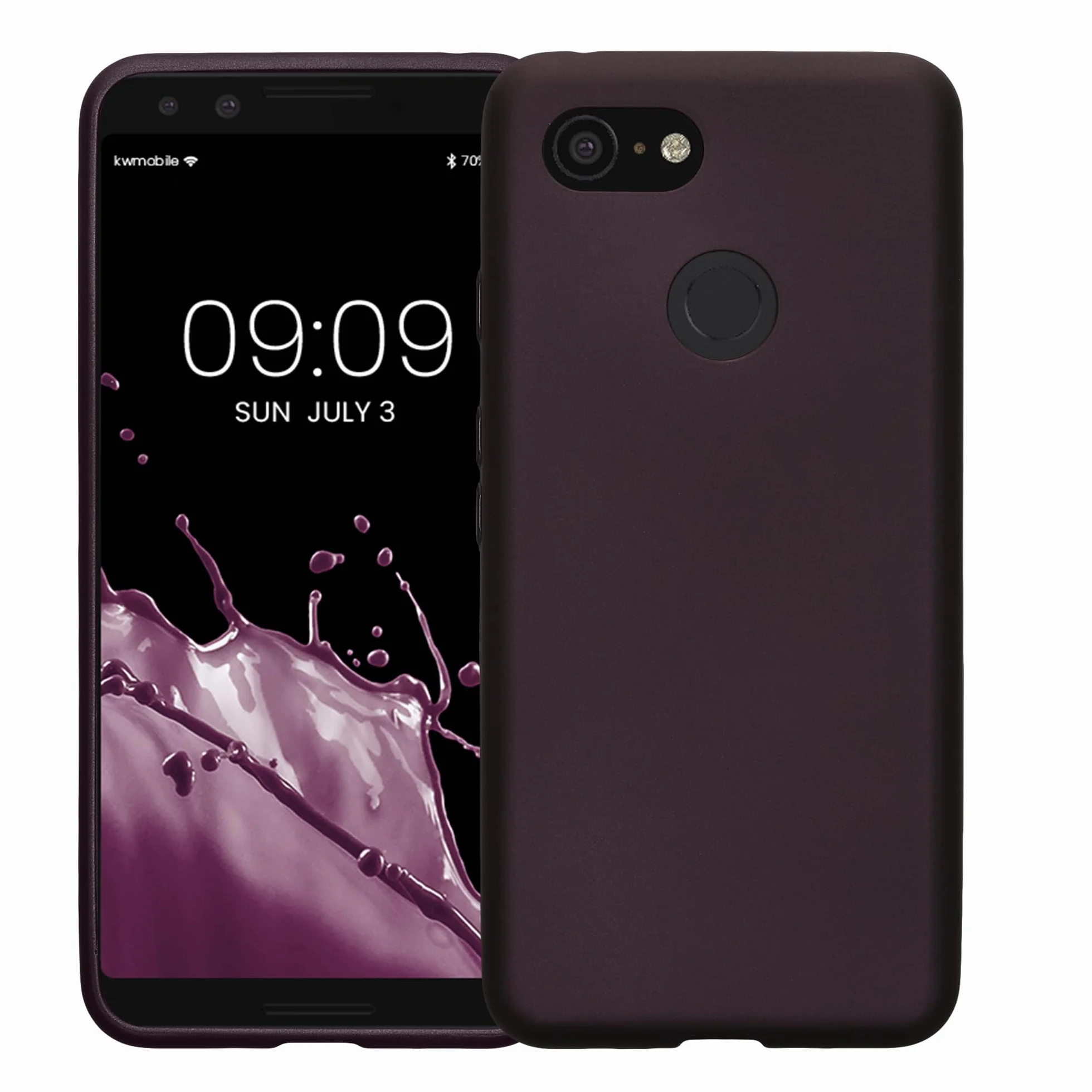 kwmobile Funda Google Pixel 3 Case TPU Silicona Ultrafino Antigolpes Carga inalámbrica Frambuesa metálico