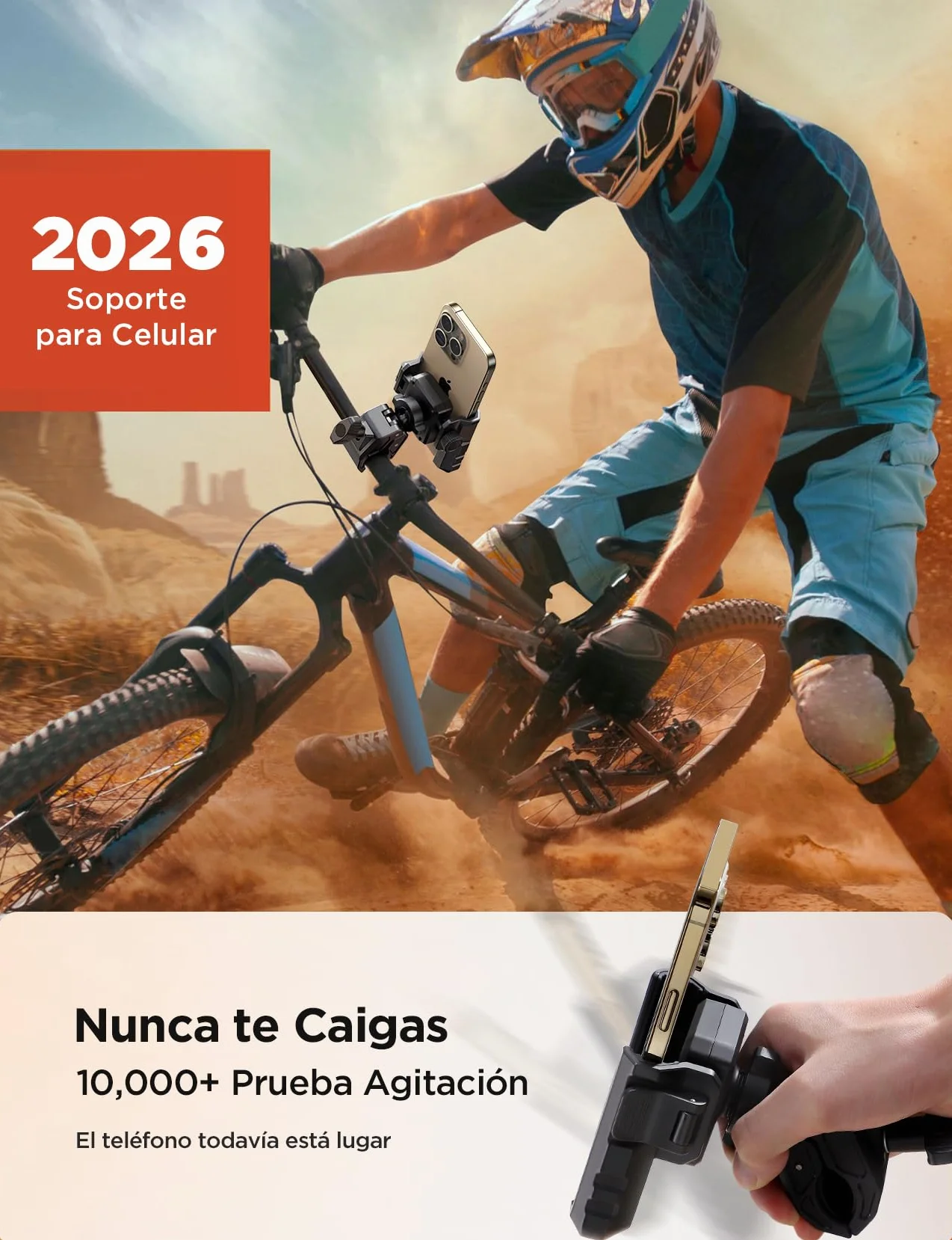JOYROOM Soporte Movil Moto Antivibración, Agarra Bien Soporte Móvil Bicicleta, 1S Liberación Porta Movil Moto para iPhone 17 16 15 14 Pro Max Samsung Galaxy S25 S24 S23 Ultra 4.7-7 Pulgadas Smartphones