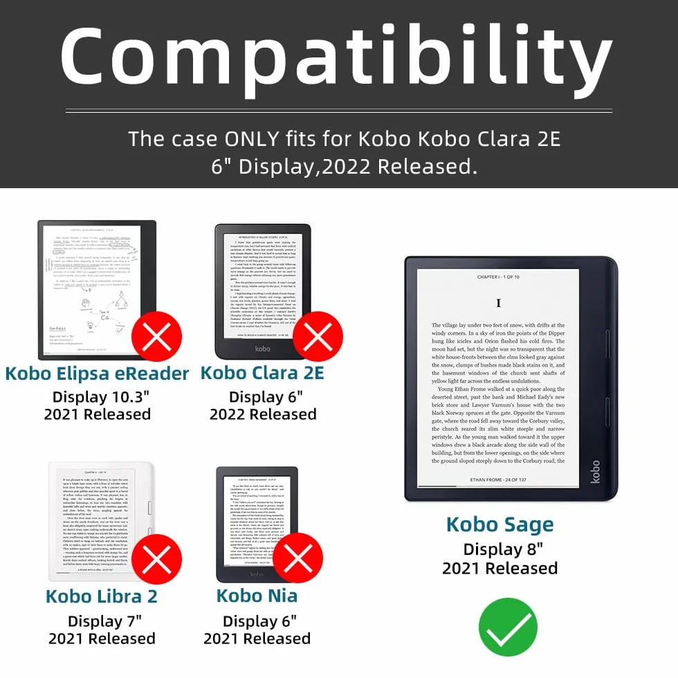 2-Pack Anti-Glare Matte Screen Protector for 8" Kobo Sage, Full Coverage Premium PET Film