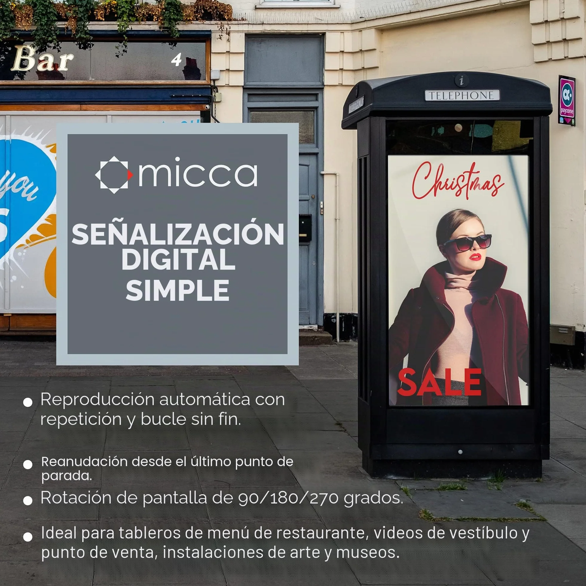 Micca Reproductor Multimedia 4K Ultra-HD USB MicroSD HDMI AV
