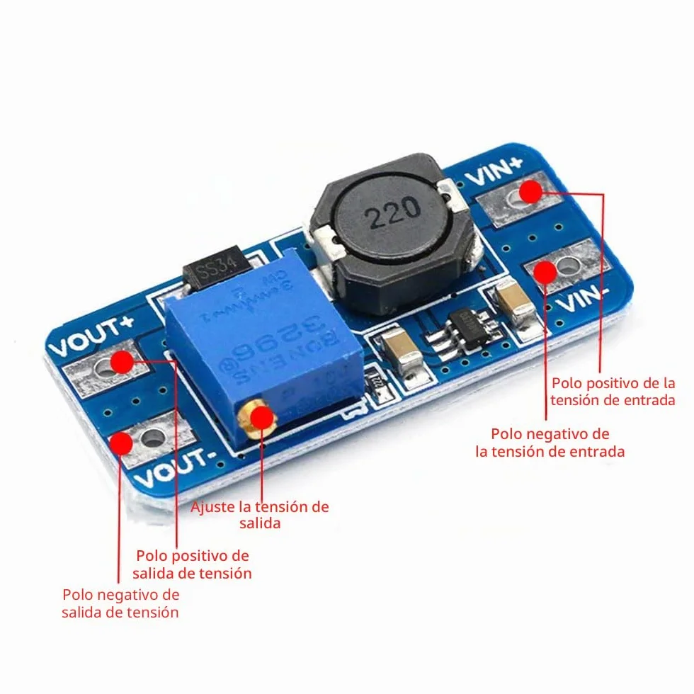 GERUI 10 unidades DC-DC Step Up Boost Converter, Regulador de Voltaje Ajustable Booster Power2V-24V hasta 5V-28V, Fuente de Alimentación Módulo Compatible con Arduino