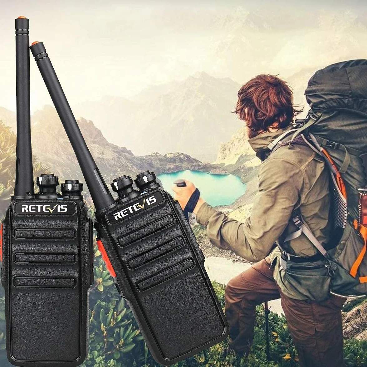 Retevis RT24 Walkie Talkie, Sonido es Claro Walkies Profesionales PMR446 sin Licencia 16 Canales CTCSS/DCS VOX Walkie Talkie con Auriculares y Cargador Europeo, para Adultos (Negro, 1 Par)