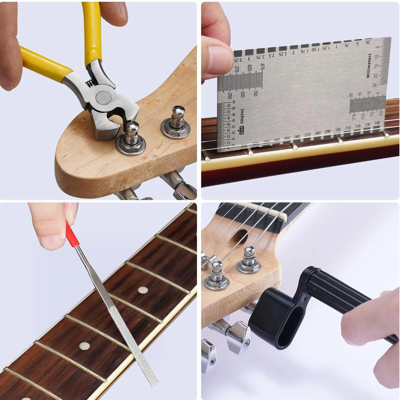 Kits de herramientas de configuración de guitarra, kit de herramientas de guitarra eléctrica | Kit de mantenimiento 72x con de transporte | Accesorios de instrumentos de cadena para músicos, set de