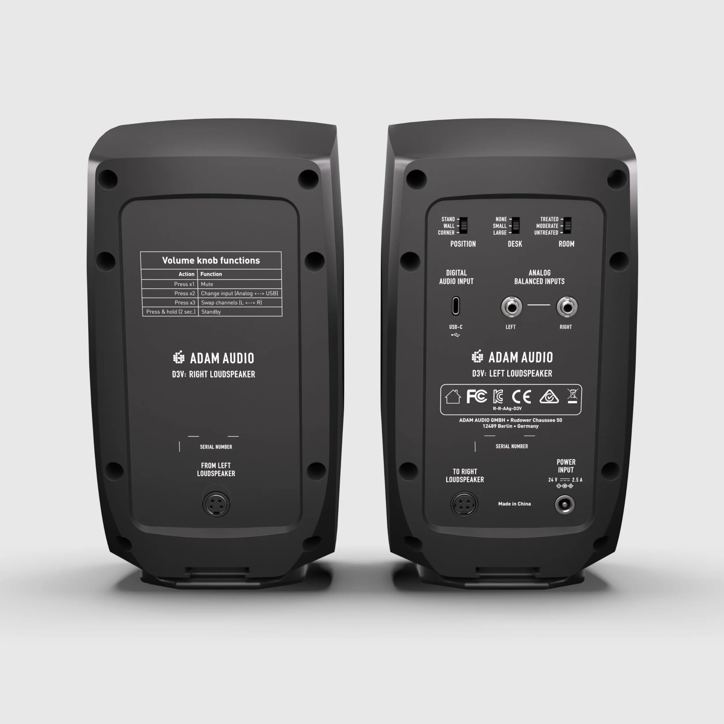 ADAM Audio Sistema de monitorización de sobremesa Activo D3V con conexión USB-C (par, Negro)