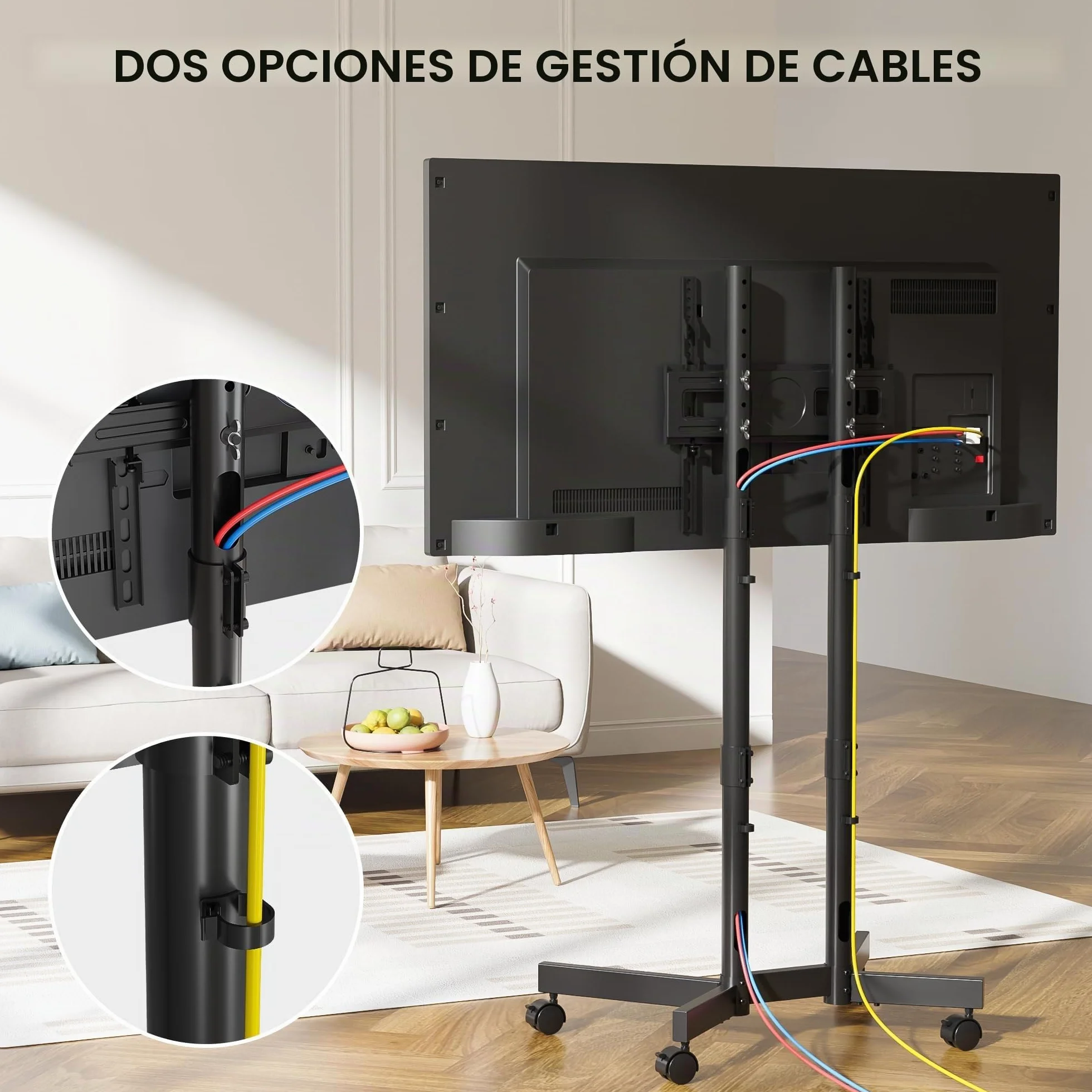 BONTEC Soporte TV Ruedas 32-70 Pulgadas, Pie Ajustable hasta 50 kg, VESA 400x400 mm