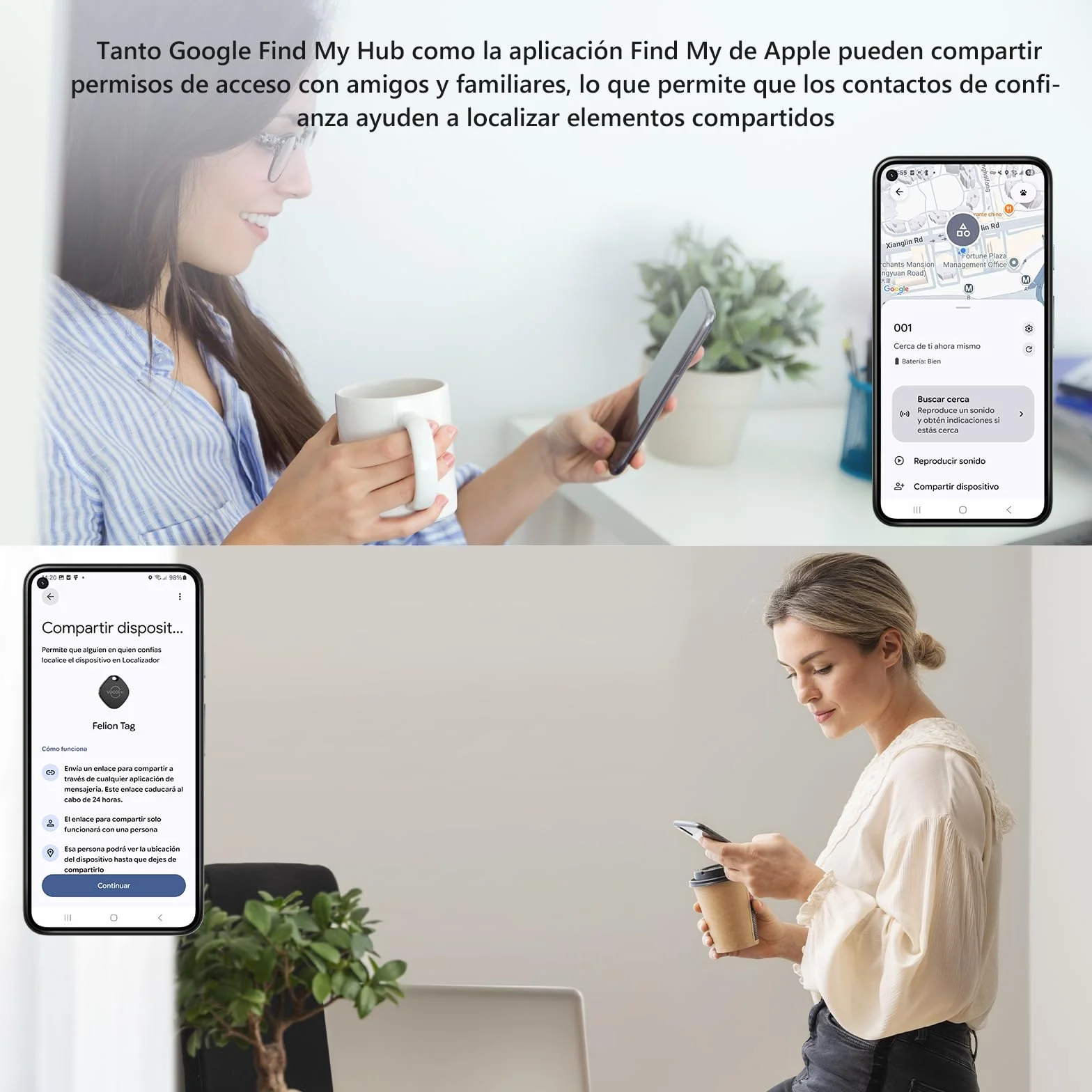 VOCOlinc Android Tag Smarttag 4 Pack, Bluetooth Item Tracker para Llaves, Cartera, Bicicleta, Maleta, Batería Reemplazable