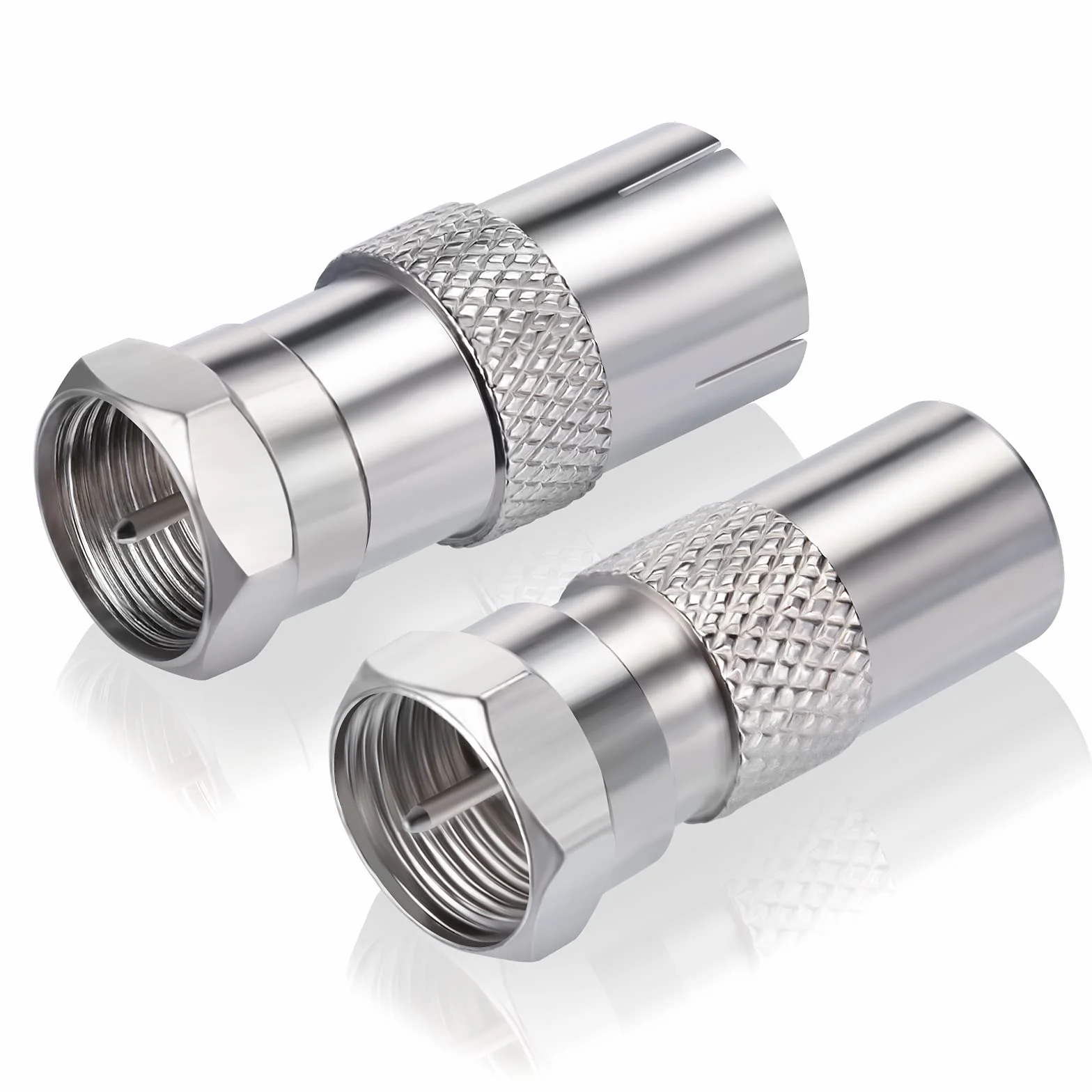 Bingfu Adaptador Antena TV, Conector Coaxial de Antena F Macho a TV Macho & Hembra para Satélite y Cables Coaxiales (Paquete de 2)