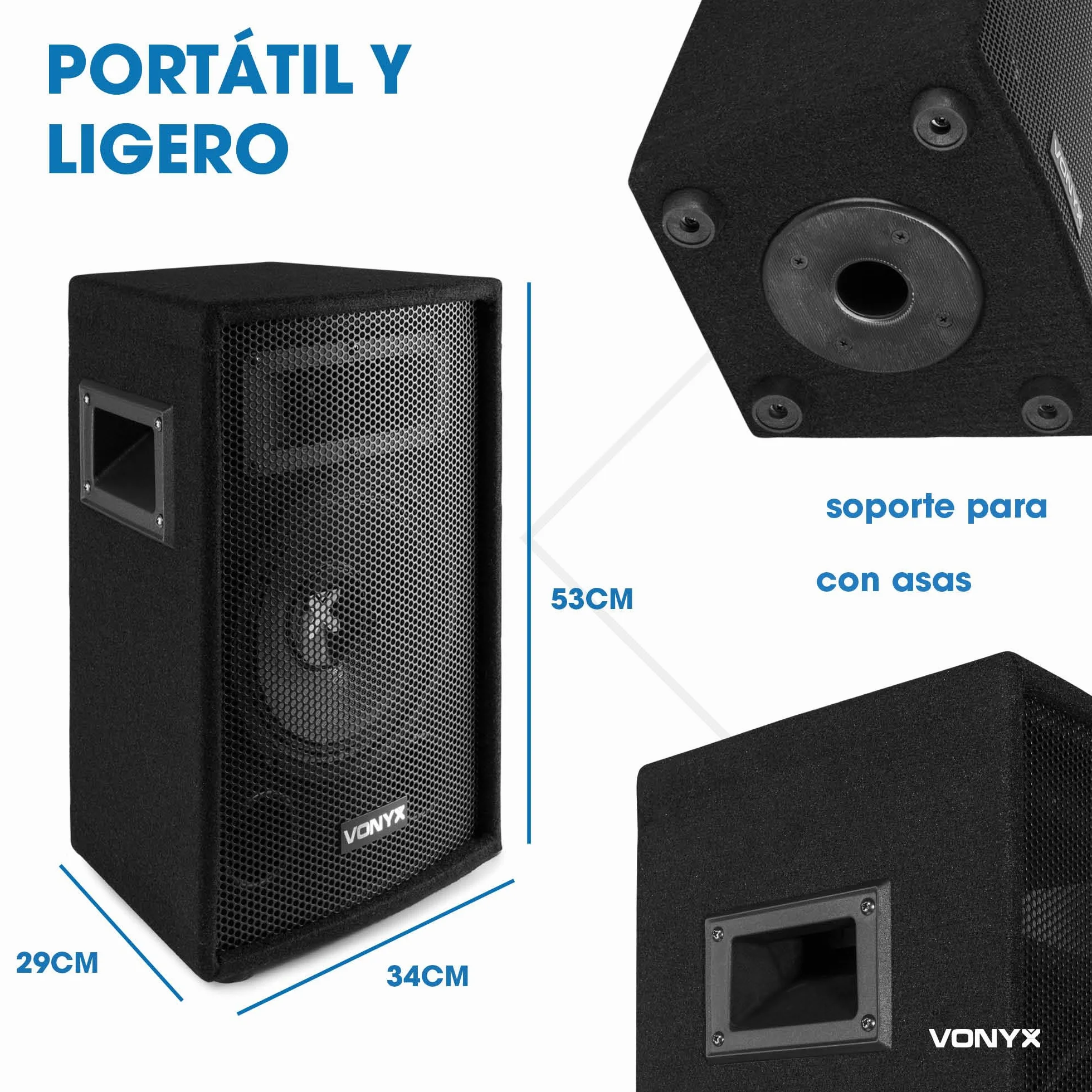 Vonyx Set de Altavoces PA, Cajas de música pasivas, Equipo DJ, 1700 W, 2 subwoofers, 2 Tapas, 2 Cables de Altavoz Bi-Amp, Sistema PA, para Fiestas, Conciertos y pequeños Festivales