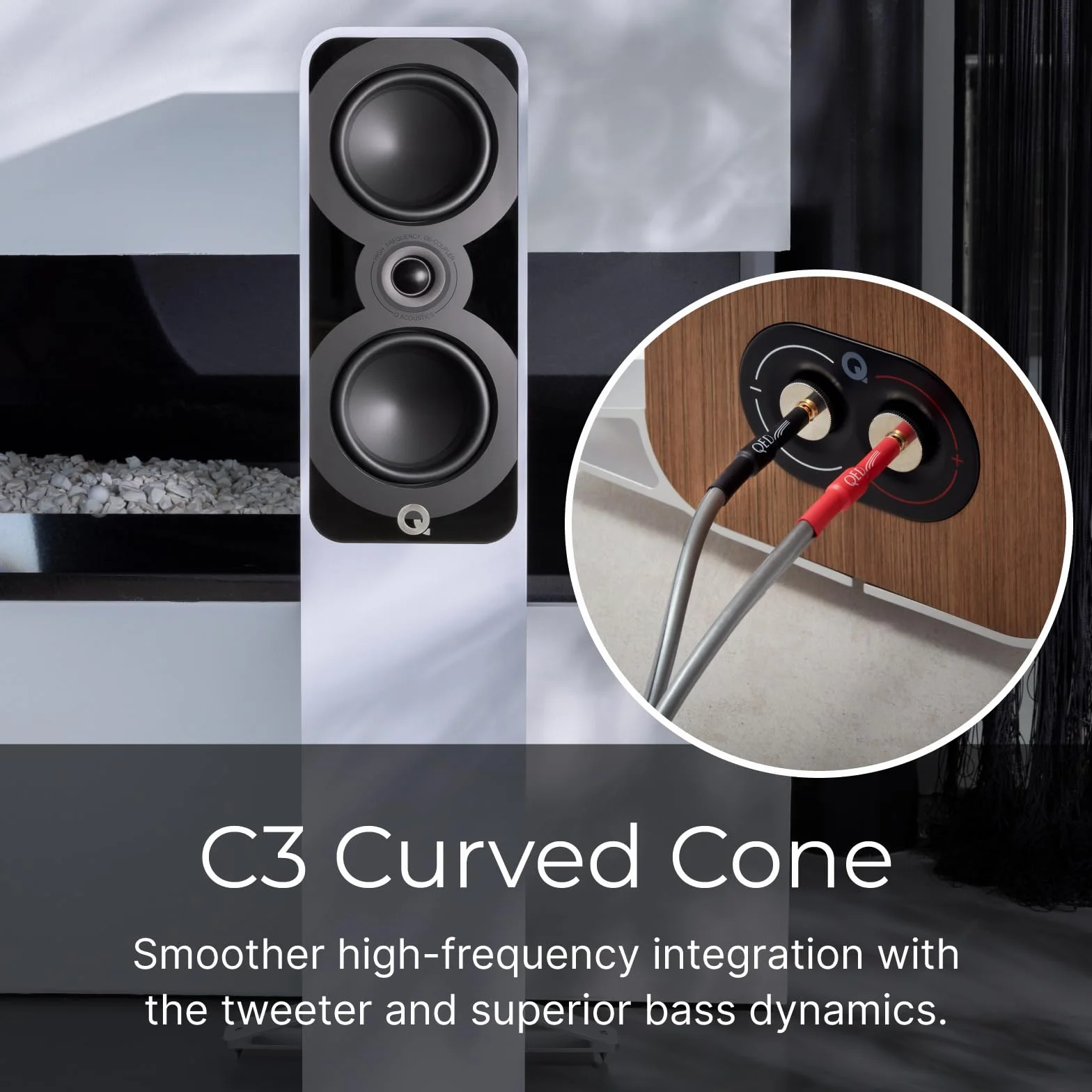 Q Acoustics 5040 - Pareja de Altavoces de Suelo (Negro Satinado)