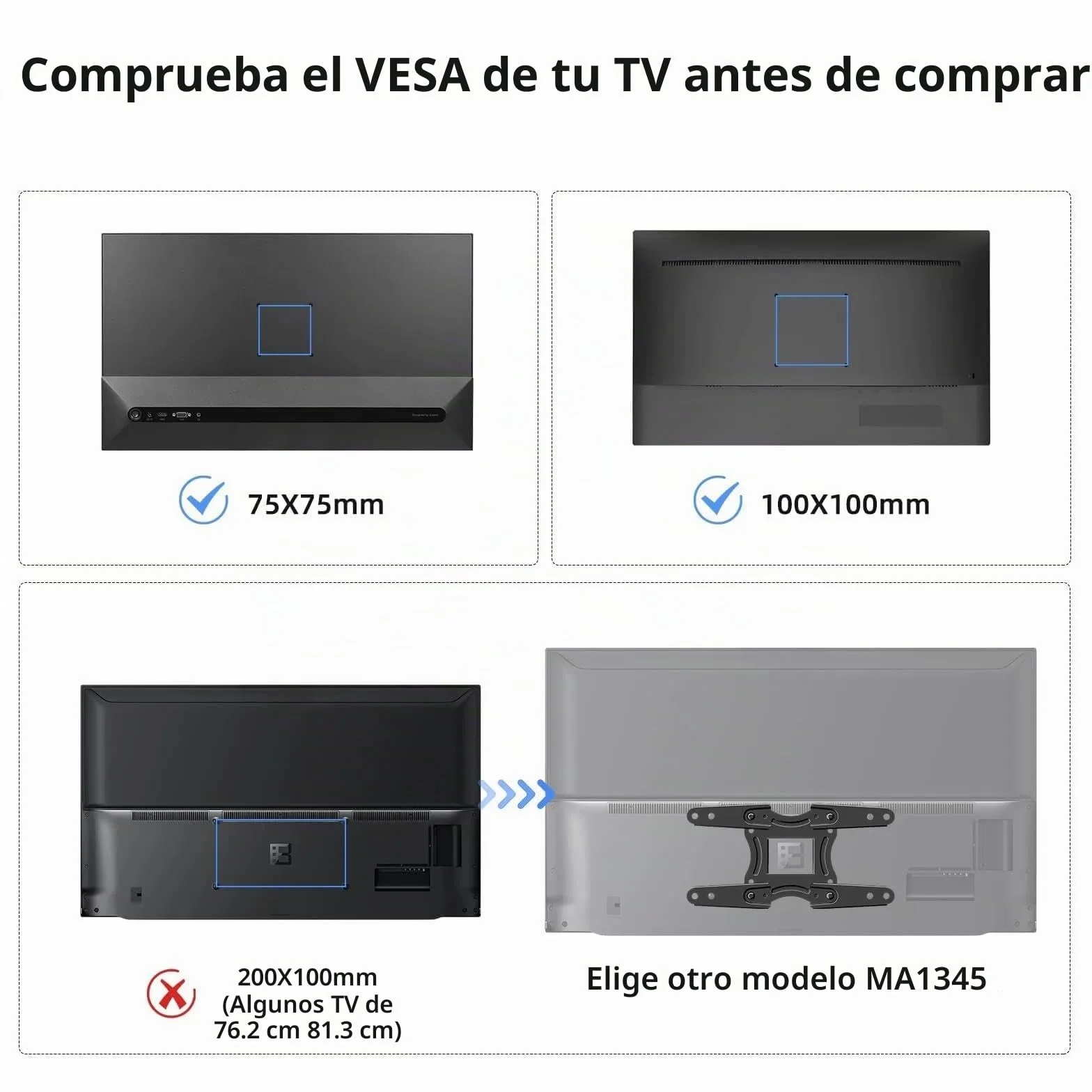 Suptek Soporte TV Pared, para Monitor 15-32 Pulgadas 13 kg VESA 100x100/75x75mm MA2720